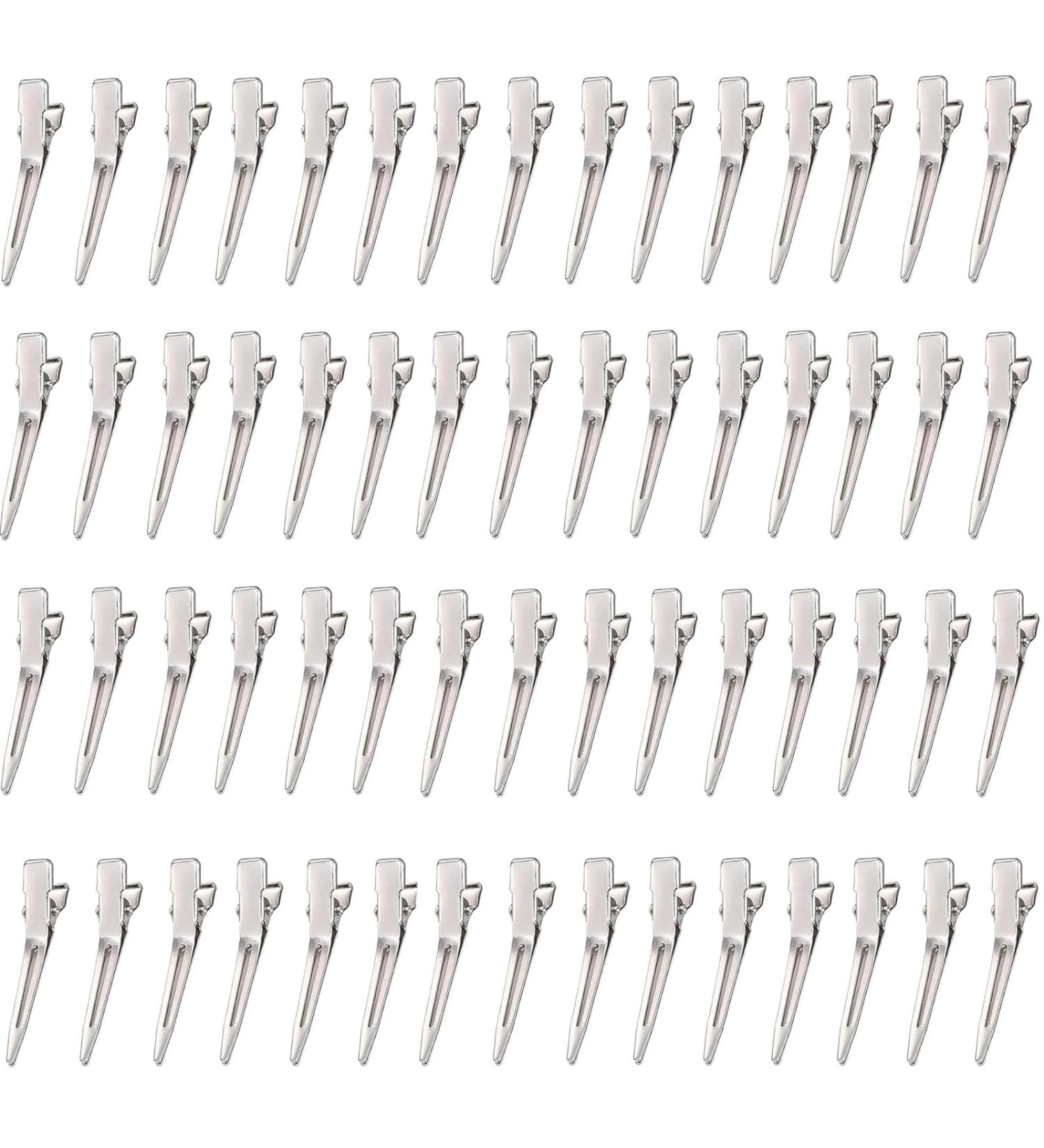 JEKUGOT 60 Pieces Metal Duck Billed Hair Clips Silver Hairdressing Single Prong Curl Clips with Storage Box Alligator Clips Hair Pins for DIY Making Hair Bows Hair Accessory Hair Extensions - Buy Online on SooperMarket.com