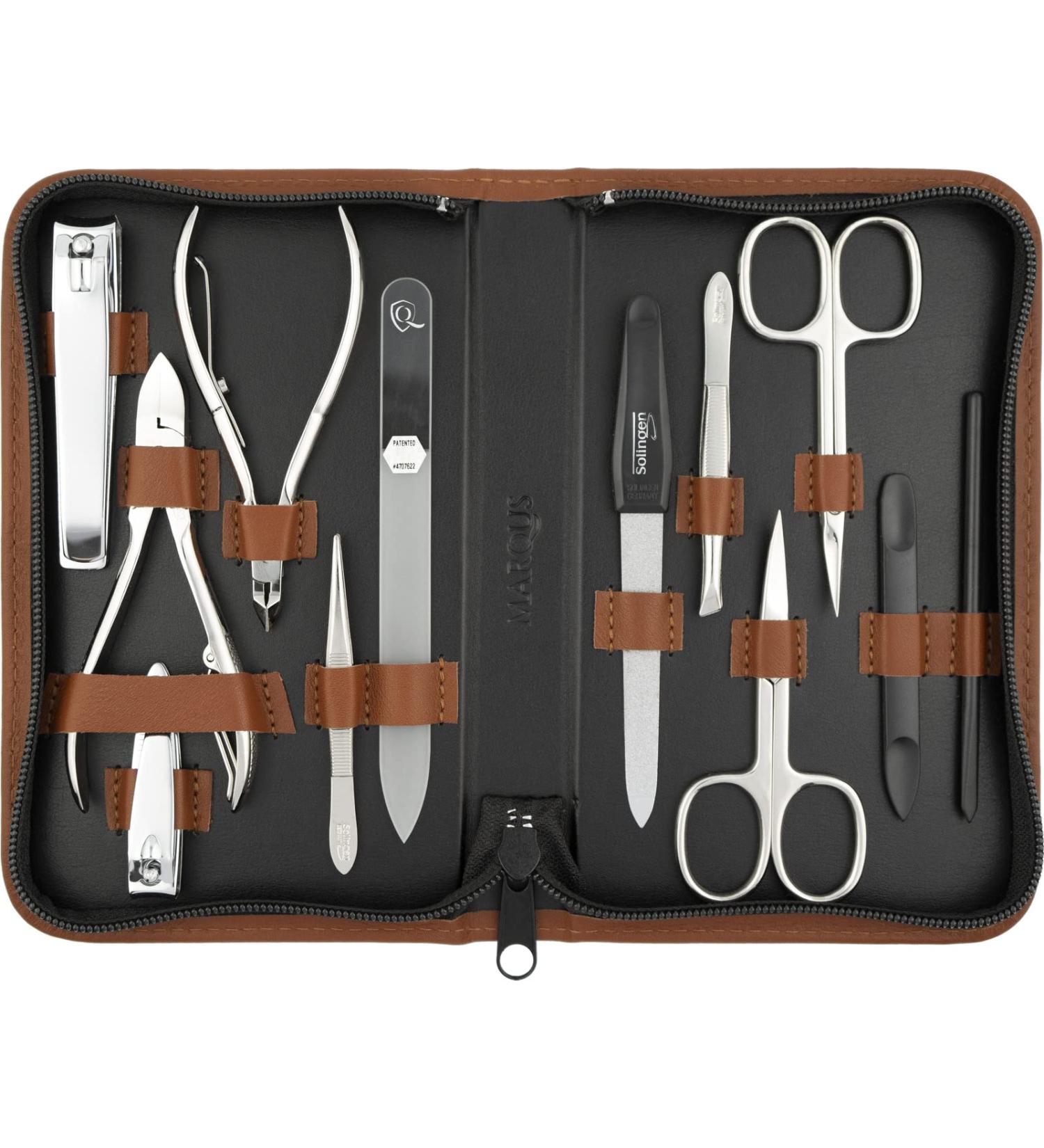 Marqus Solingen Manicure Set - 12-Piece Real Leather Pedicure & Manicure Kit | Complete Hand & Foot Care Set for Ultimate Grooming - Buy Online on SooperMarket.com