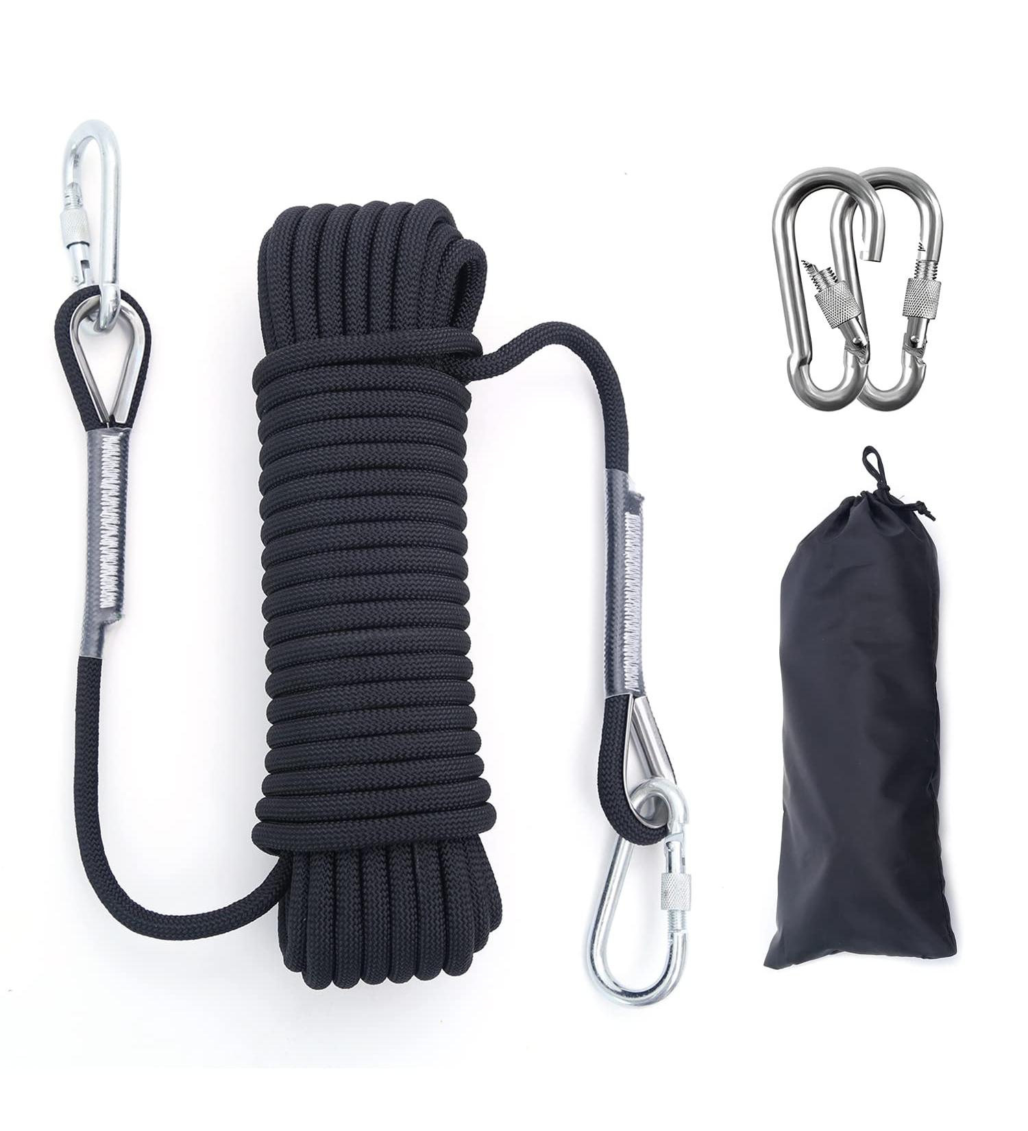 XINSHUNCAN 12mm Outdoor Climbing Rope - Static Rock Climbing & Tree Rappelling - Nylon Rope for Ice Climbing & Fire Rescue - 32ft with Steel Hooks - Buy Online on SooperMarket.com