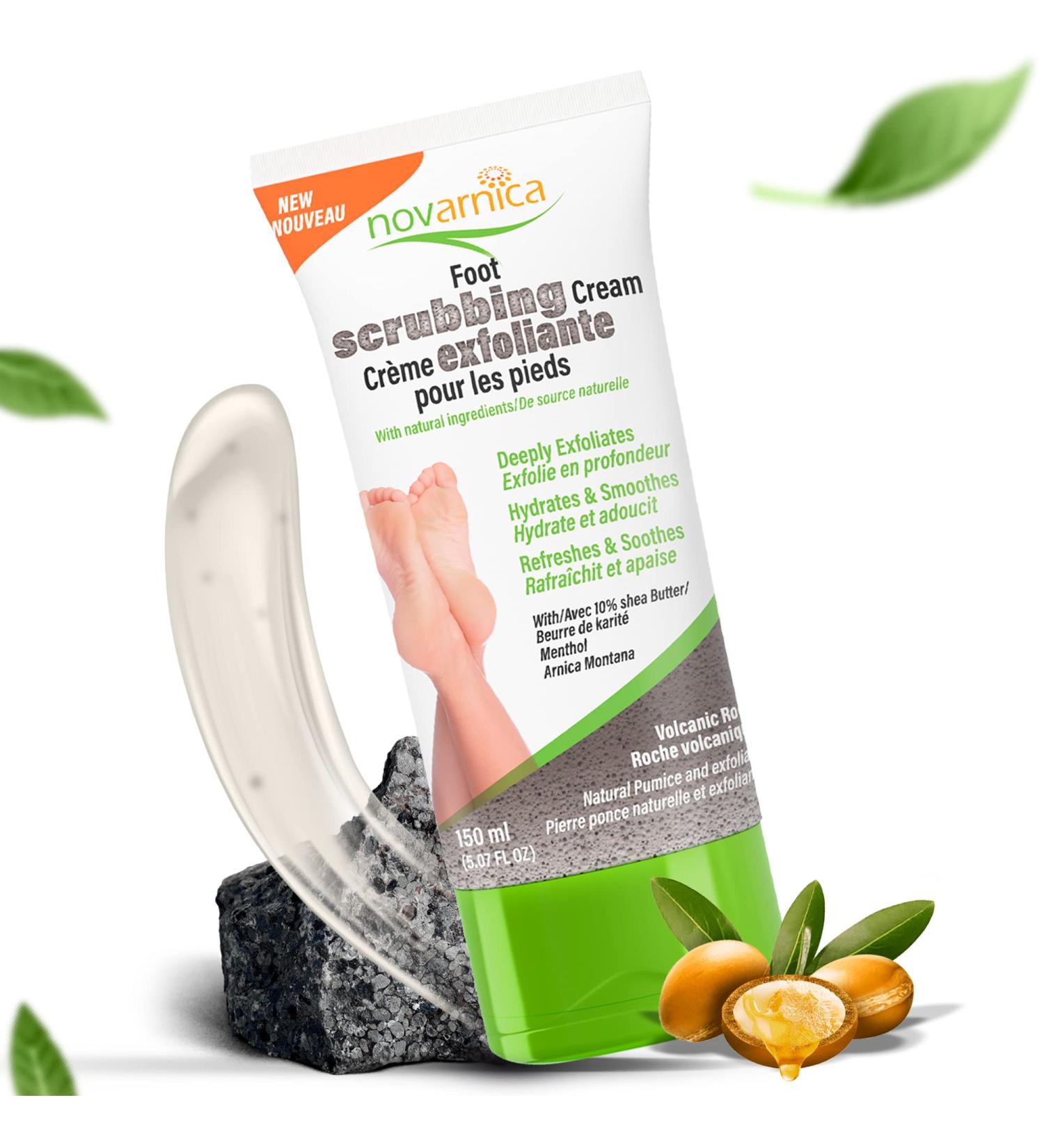 Novarnica Exfoliating Foot Scrub Cream with Volcanic Rock, Shea Butter & Arnica Montana - 150ml - Buy Online on SooperMarket.com