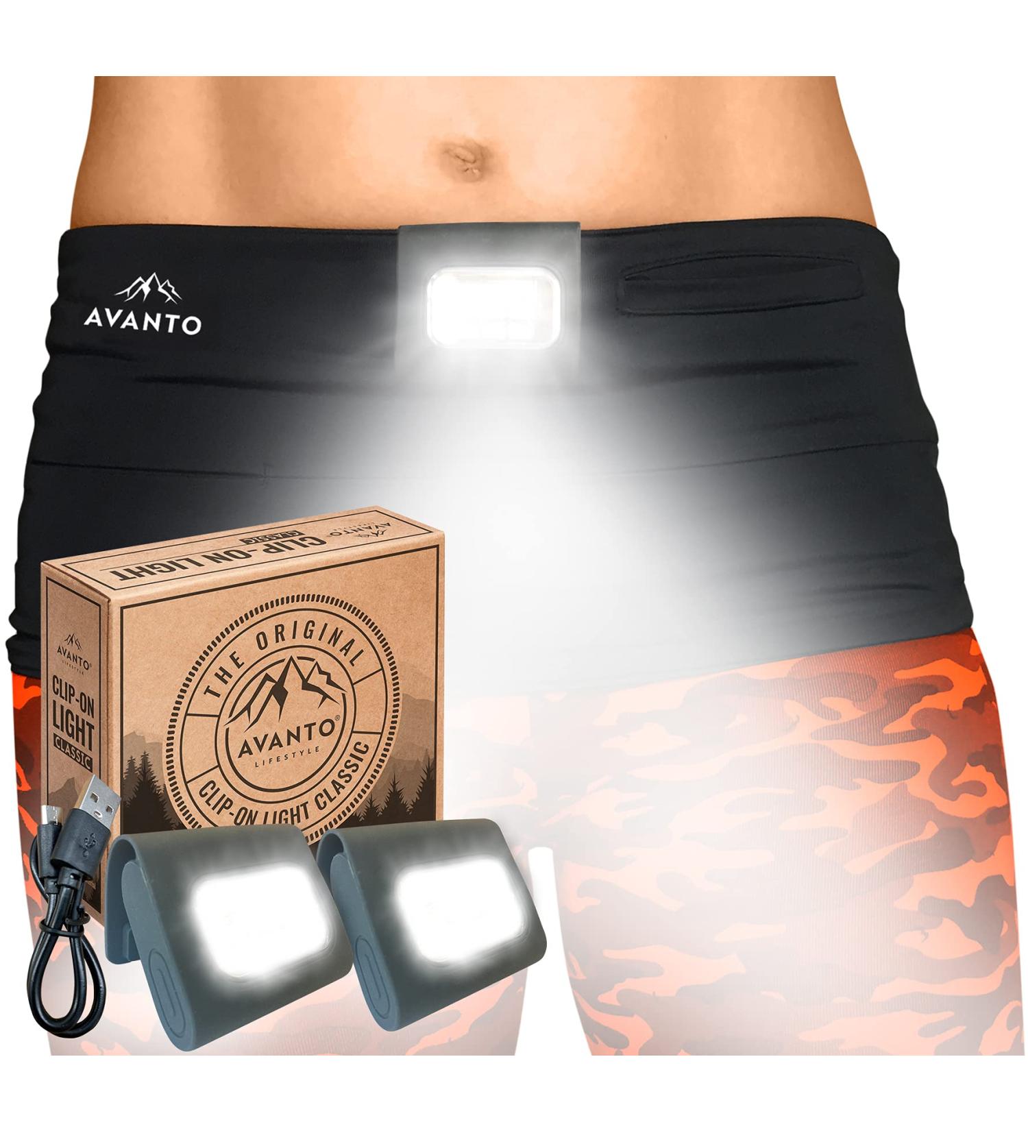 AVANTO Clip On Running Light Classic - 200 Lumen LED, 1hr Use, USB Rechargeable - Night Running Gear for Runners - 2 Pack - Buy Online on SooperMarket.com