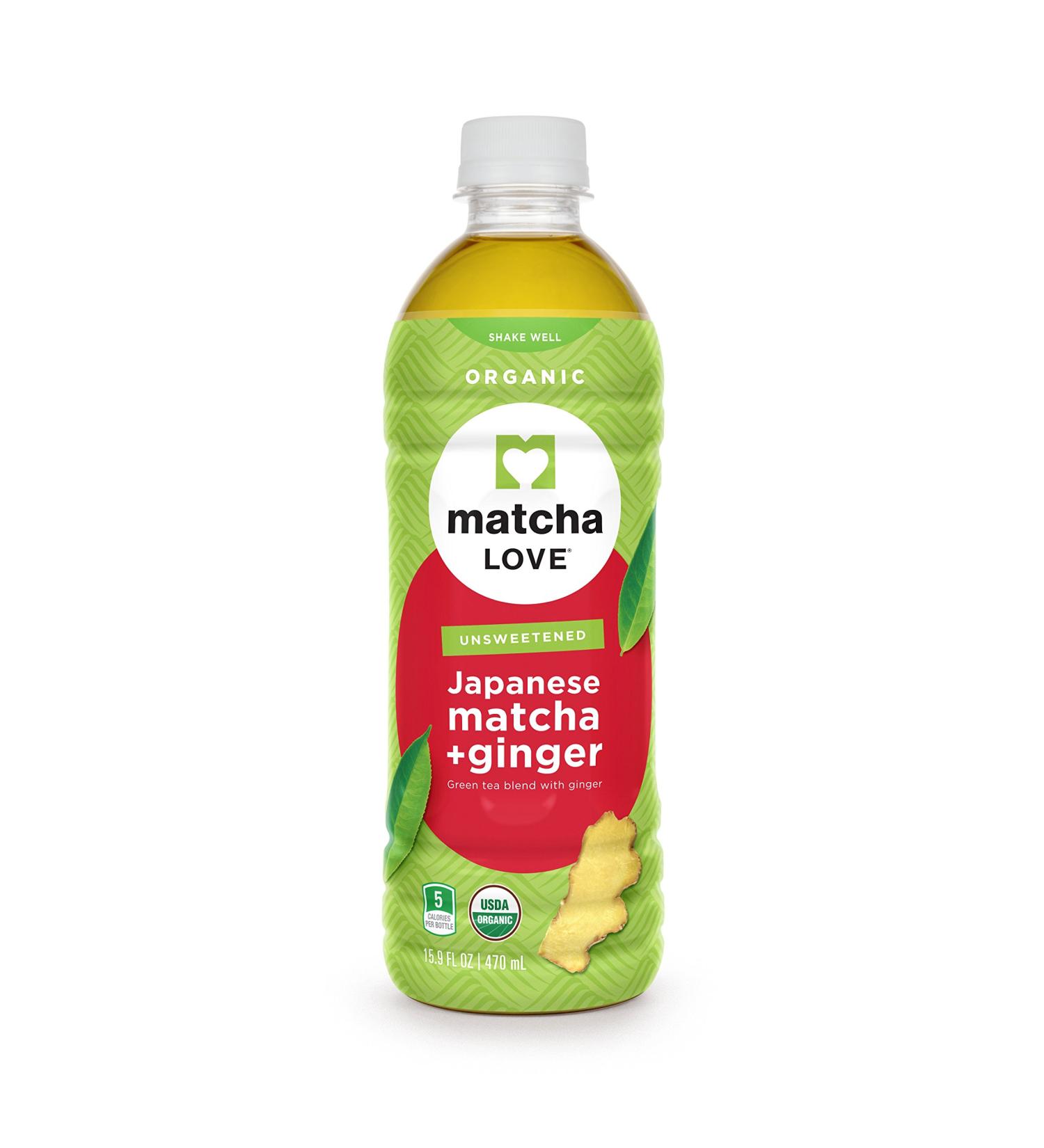 Matcha Love Organic Matcha & Green Tea, Ginger - 15.9oz (Pack of 12) - USDA Certified, Unsweetened, Zero Calories - Buy Online on SooperMarket.com