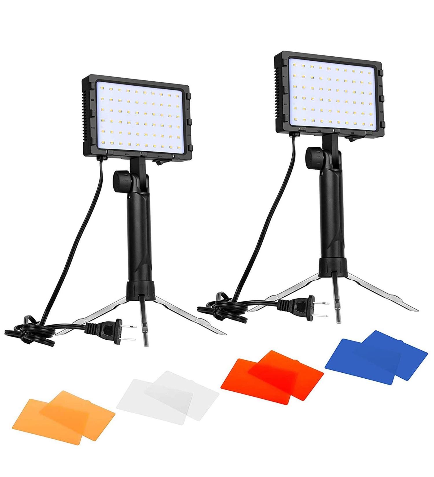 EMART 60 LED Continuous Portable Photography Lighting Kit - 2 Pack with Color Filters | Table Top Studio Light for Photo and Video Shooting - Buy Online on SooperMarket.com