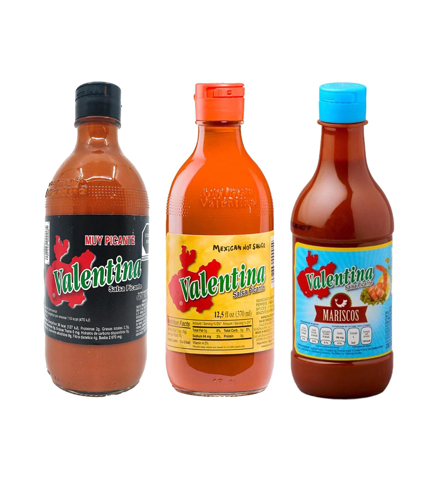Hot sauce Mexican Bundle with Valentina Black 370ml Red 370ml and Mariscos 370ml (Pack of 3 Bundle) - Buy Online on SooperMarket.com