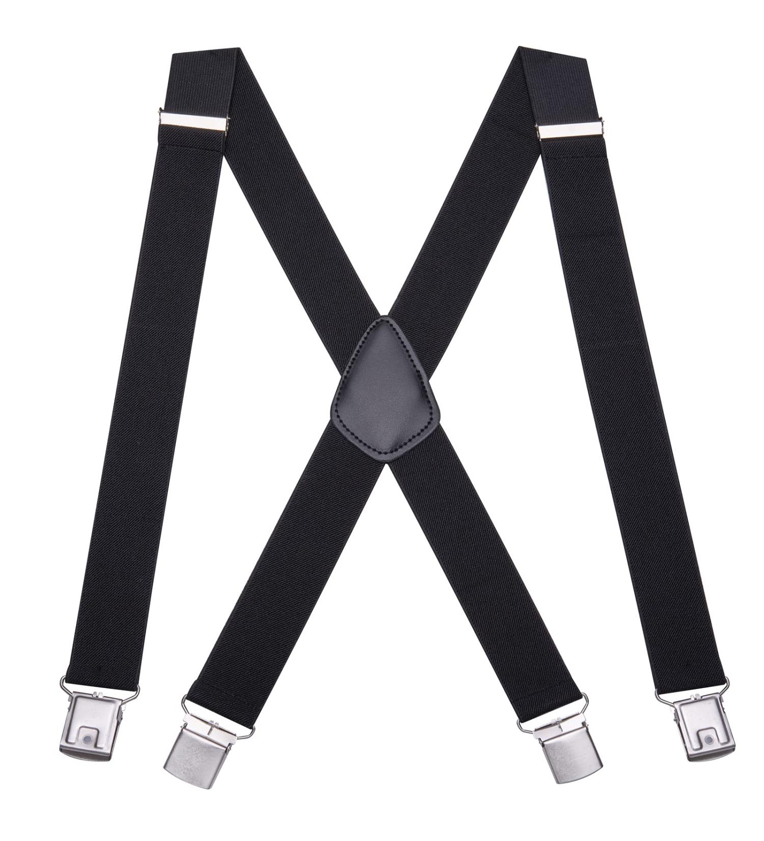 Gunsound Suspenders for Men & Women - Adjustable Elastic 3.5cm Wide X-Shape 4 Strong Clips Black - International Shipping Available - Buy Online on SooperMarket.com
