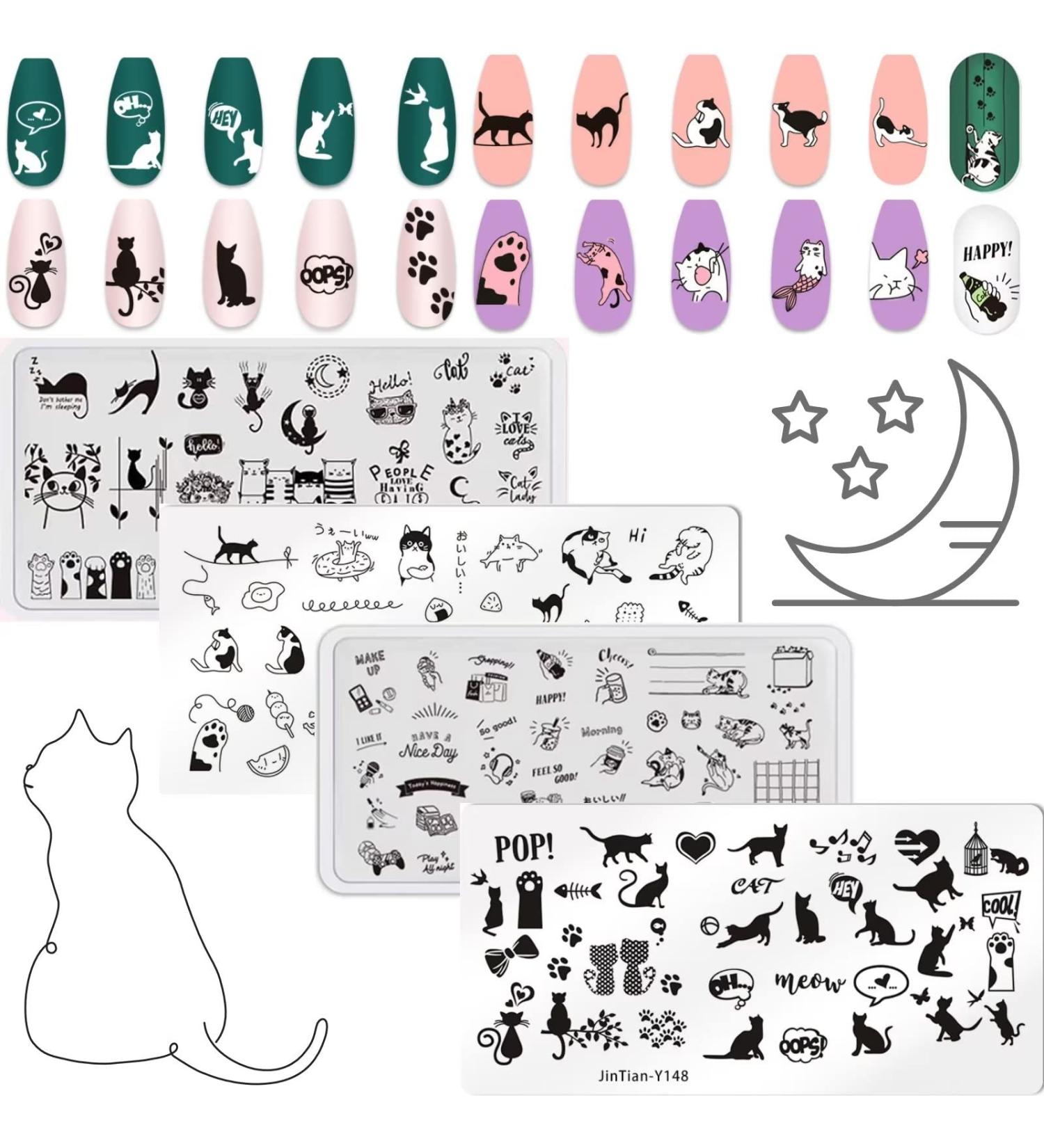 Cute Cats Nail Art Stamping Plates Set - Animals Design for Women and Girls - Buy Online on SooperMarket.com