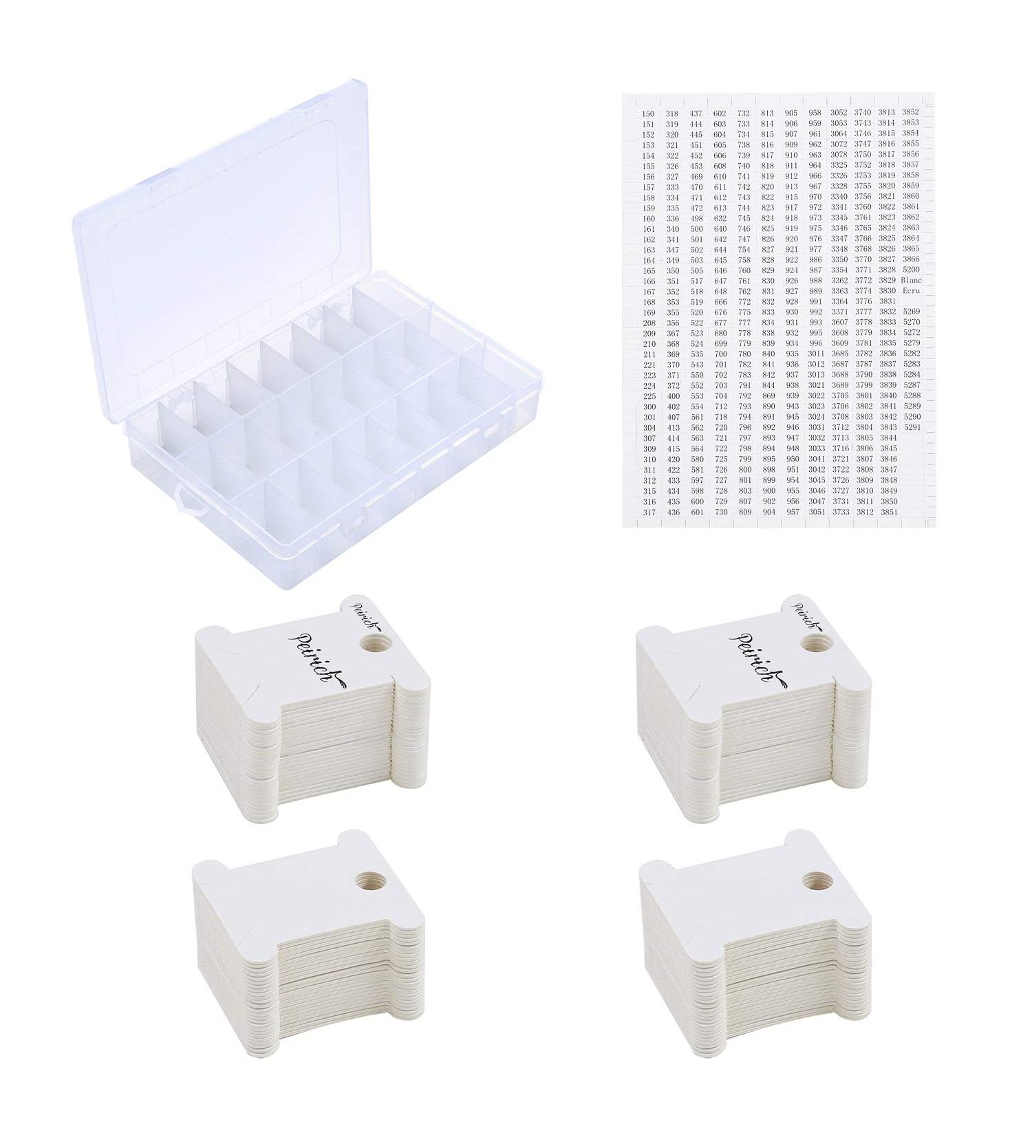 Peirich Embroidery Floss Organizer Box with 100 Bobbins and 459 Color Stickers - 24 Compartments | Floss Storage Solution - Buy Online on SooperMarket.com