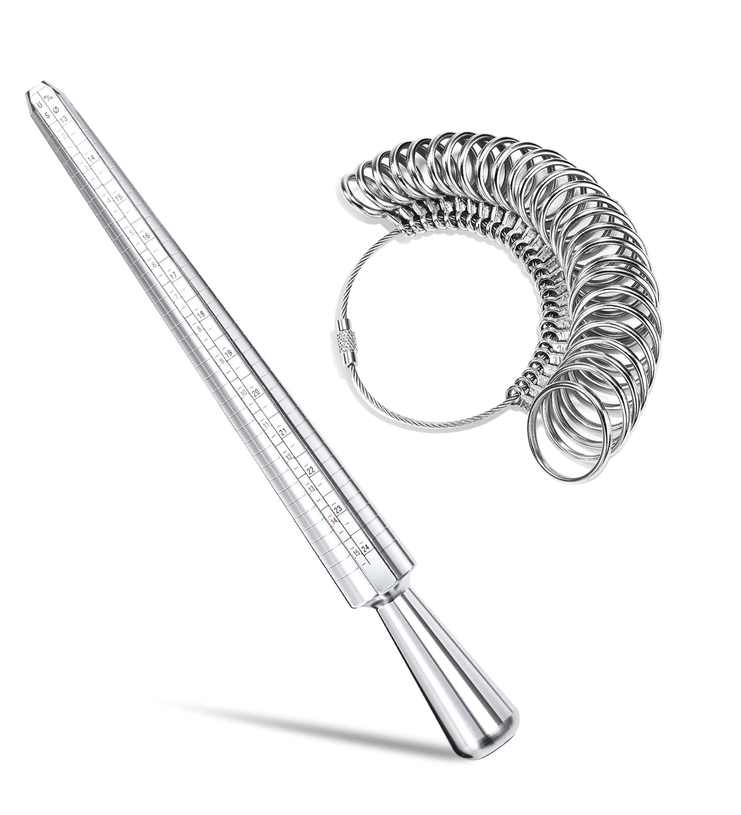 NuLink Aluminum Ring Sizer Measuring Tool - Dual Measurement Size Metal Rings Mandrel Kit for Women and Men - Adjustable Ring Size Adjuster Tool - Buy Online on SooperMarket.com