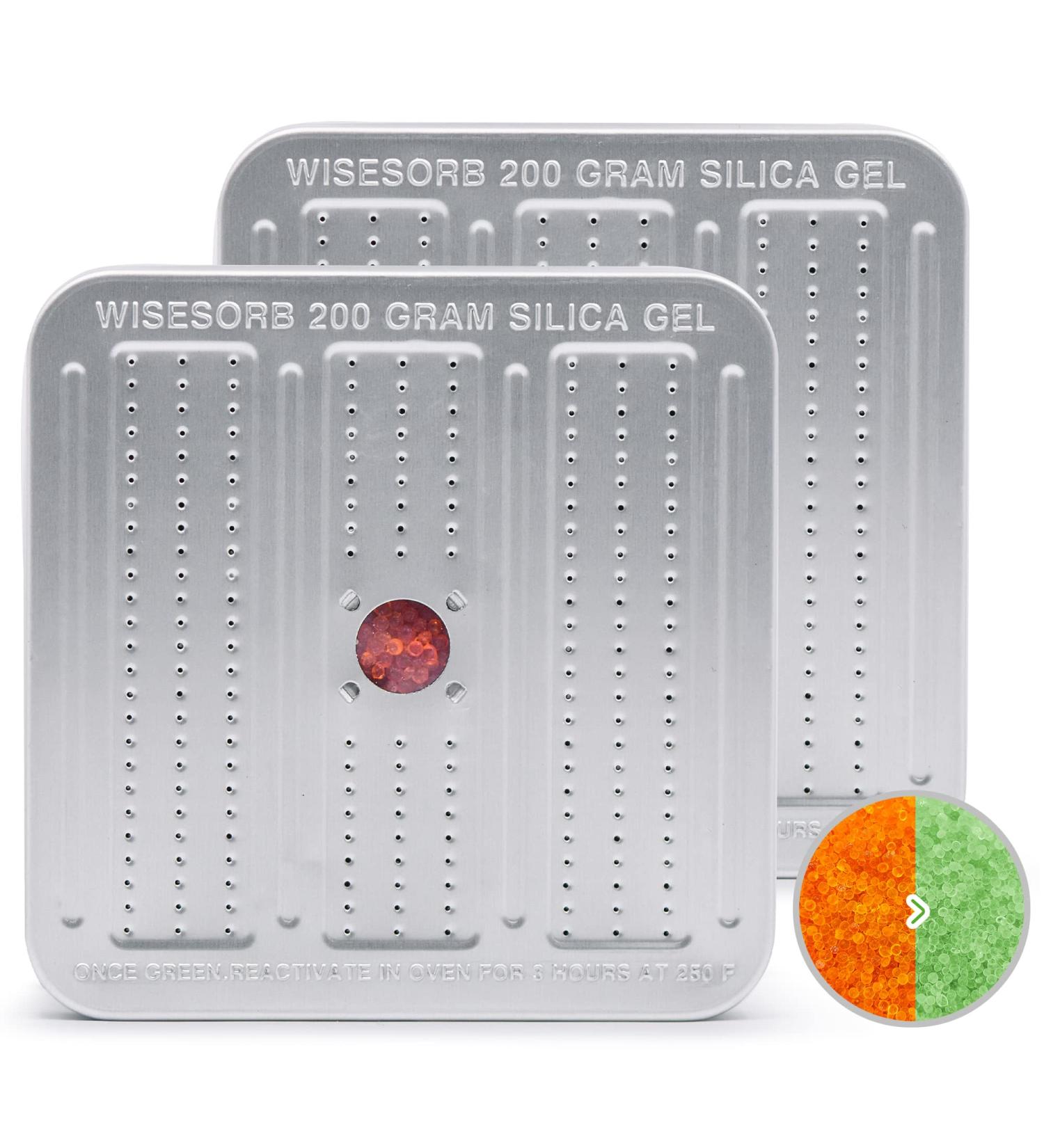 Wisesorb 200g 2-Pack Gun Safe Dehumidifier | Reusable Silica Gel Desiccant | Indicator Color Change (Orange to Green) - Ideal for Safe & Storage - Buy Online on SooperMarket.com