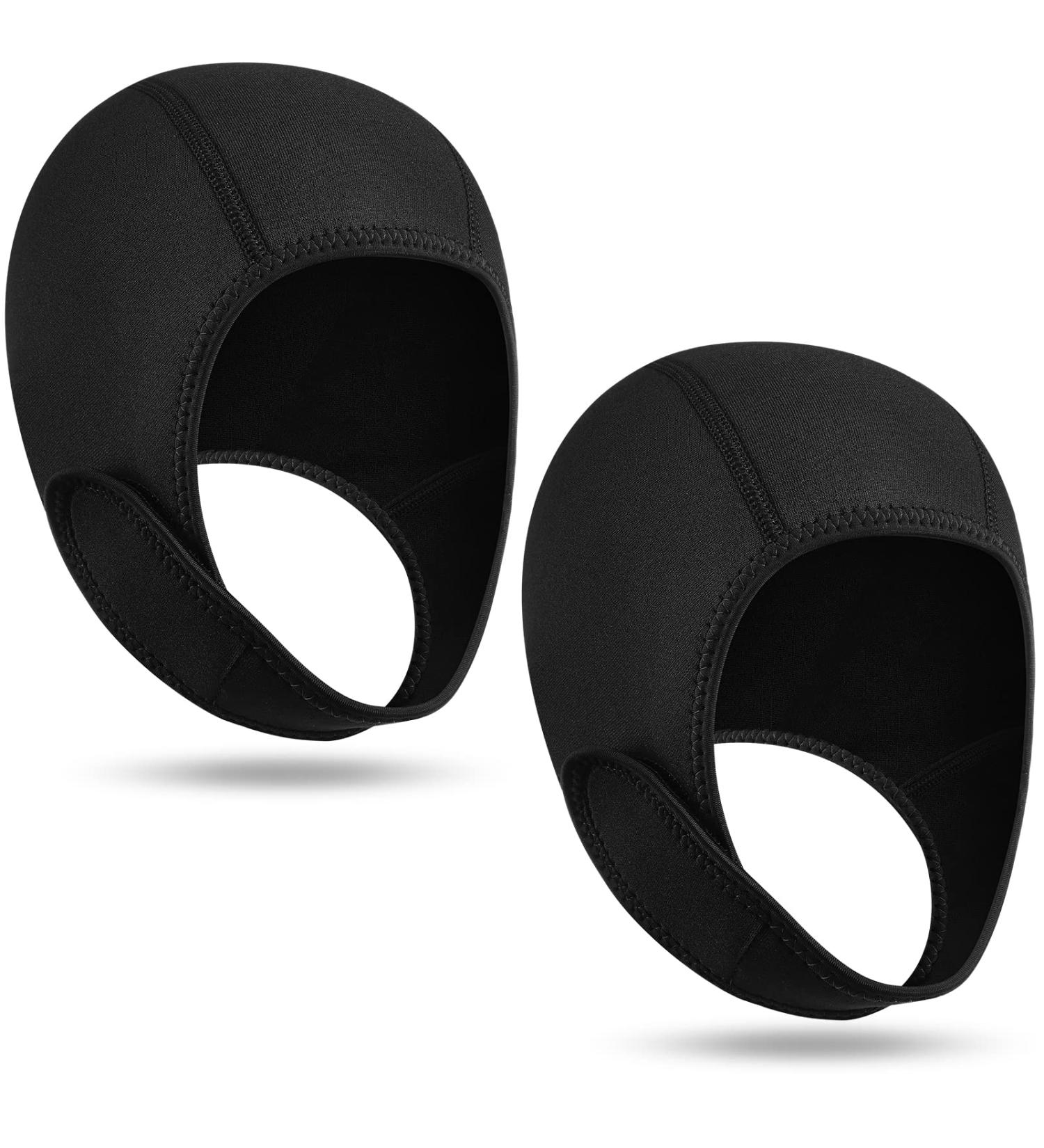 Jecery 2 Pcs Neoprene Diving Hood 2.5mm Thermal Wetsuit Cap with Chin Straps - Black | For Men & Women - Ideal for Snorkeling, Surfing & Water Sports - Buy Online on SooperMarket.com