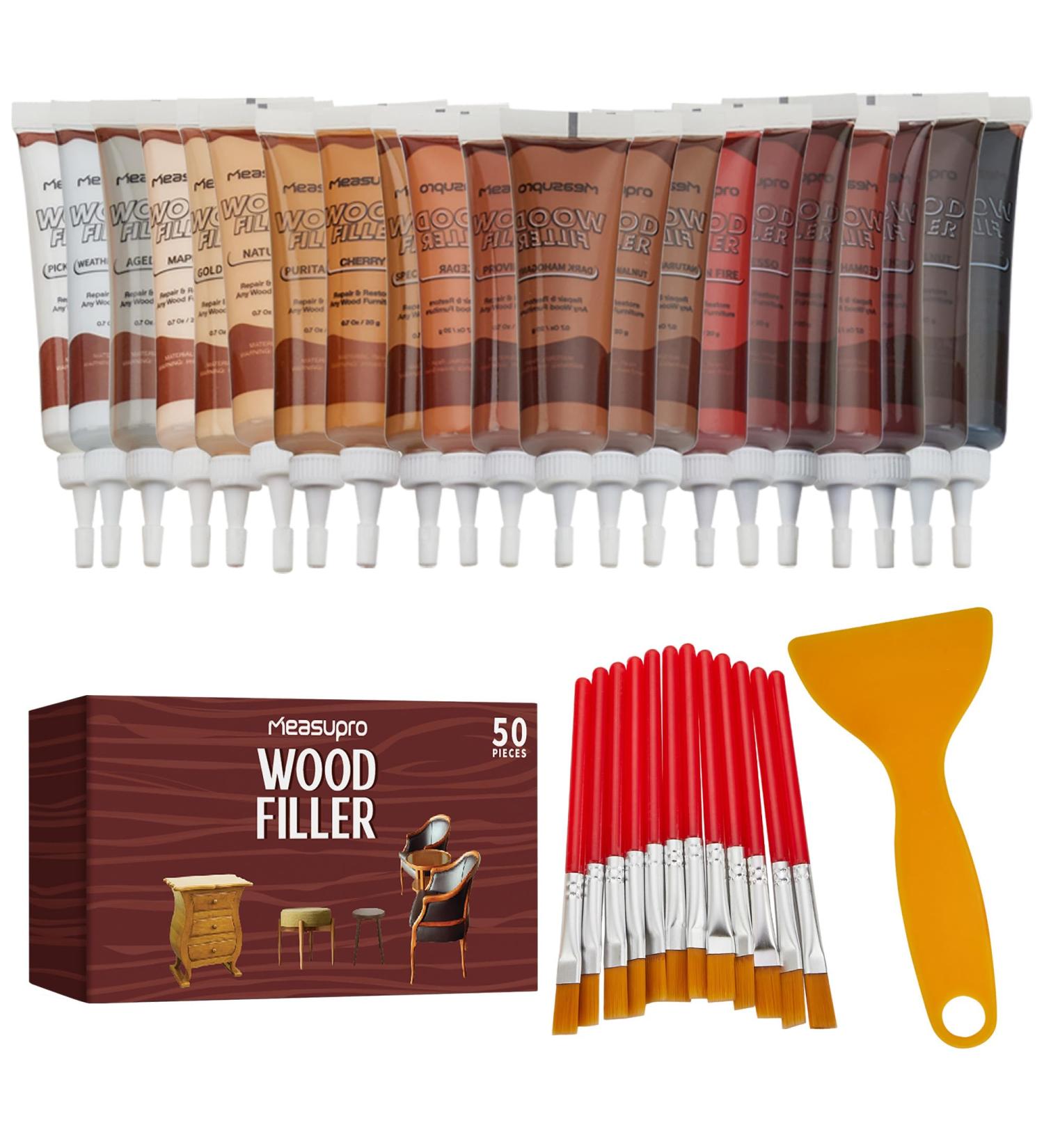 50PC Furniture Repair Kit - Brushes Markers Resin Wood Filler & More | Scratch & Molding Repair for Any Wood Color - Buy Online on SooperMarket.com