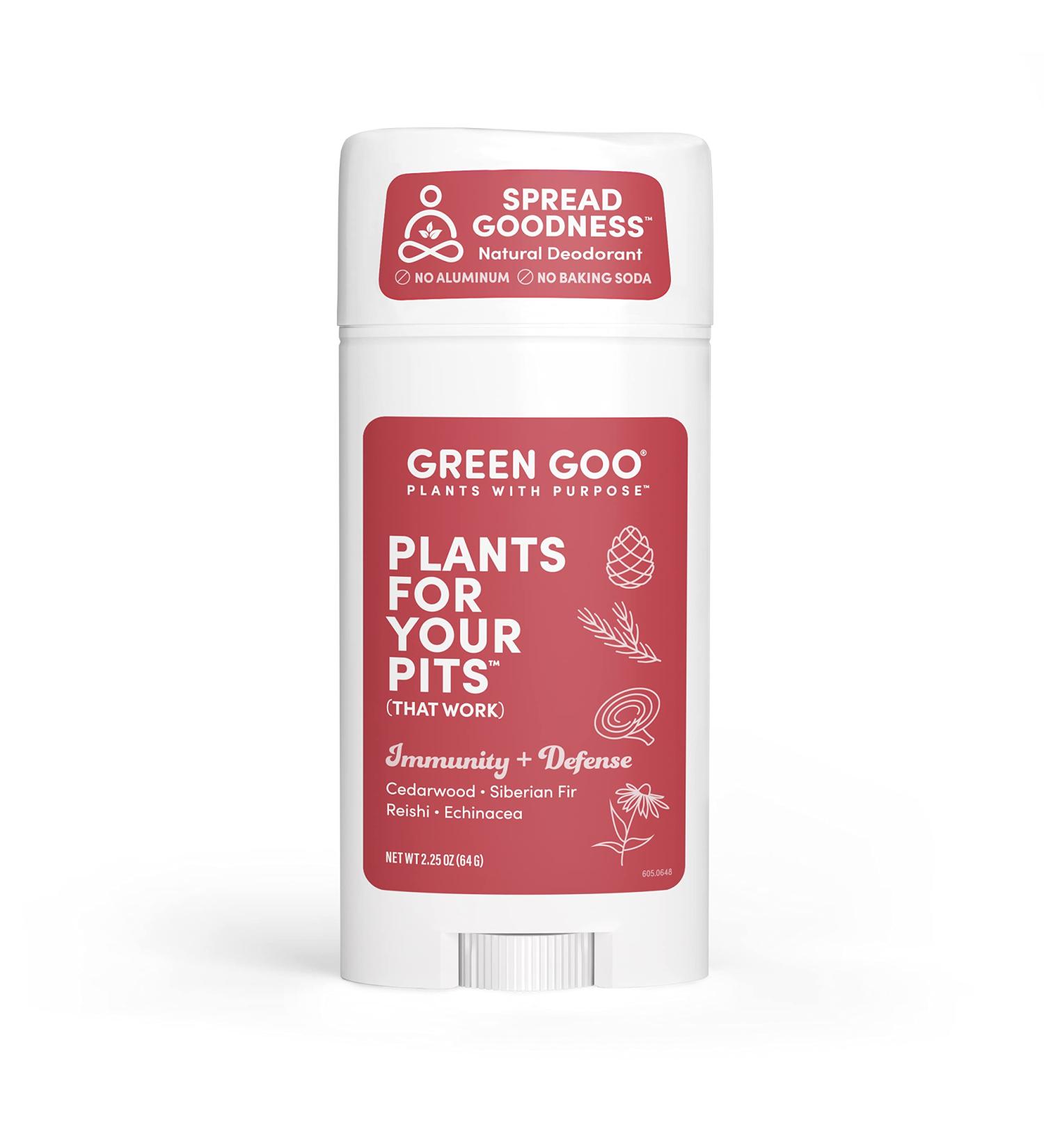 Green Goo Herbal Deodorant for Men and Women | Immunity + Defense | Cedarwood, Siberian Fir, Reishi Mushrooms, Echinacea | 2.25 oz - Buy Online on SooperMarket.com