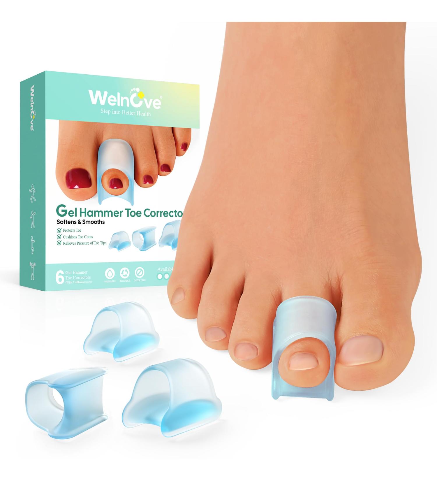 Welnove Hammer Toe Corrector: Toe Straightener - Bunion Corrector & Broken Toe 3 Different Size for Women and Men 6PCS Blue - Buy Online on SooperMarket.com