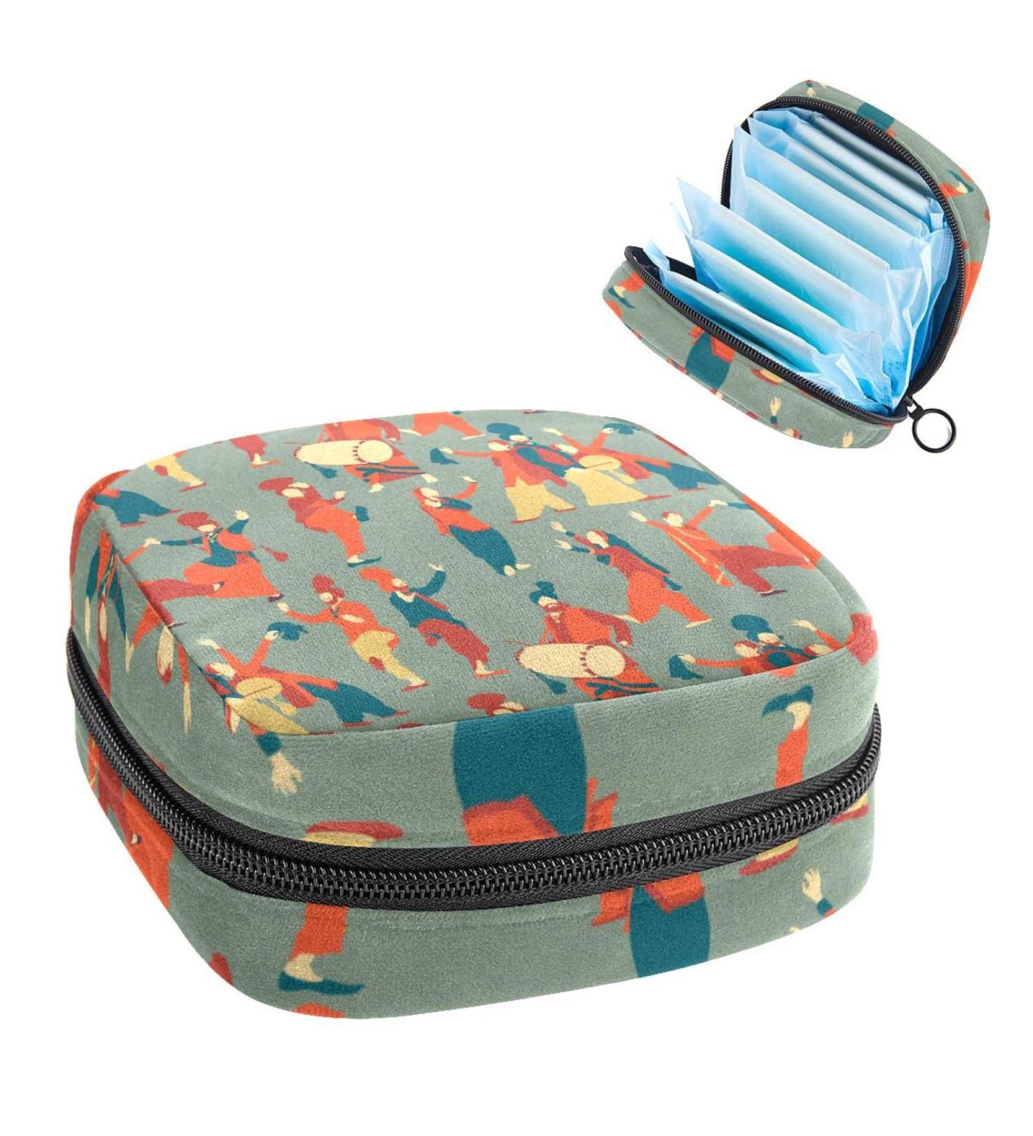 Multi-Colored Dance for Two Sanitary Napkin Storage Bag - Portable Menstrual Cup Pouch for Women & Teen Girls - Buy Online on SooperMarket.com