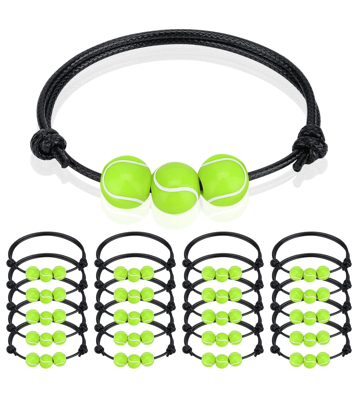 20 Pcs Tennis Charm Bracelets - Adjustable Wristbands for Girls, Women, and Teens - Sport Ball Bracelet for Tennis Party Favors and Gifts - Buy Online on SooperMarket.com