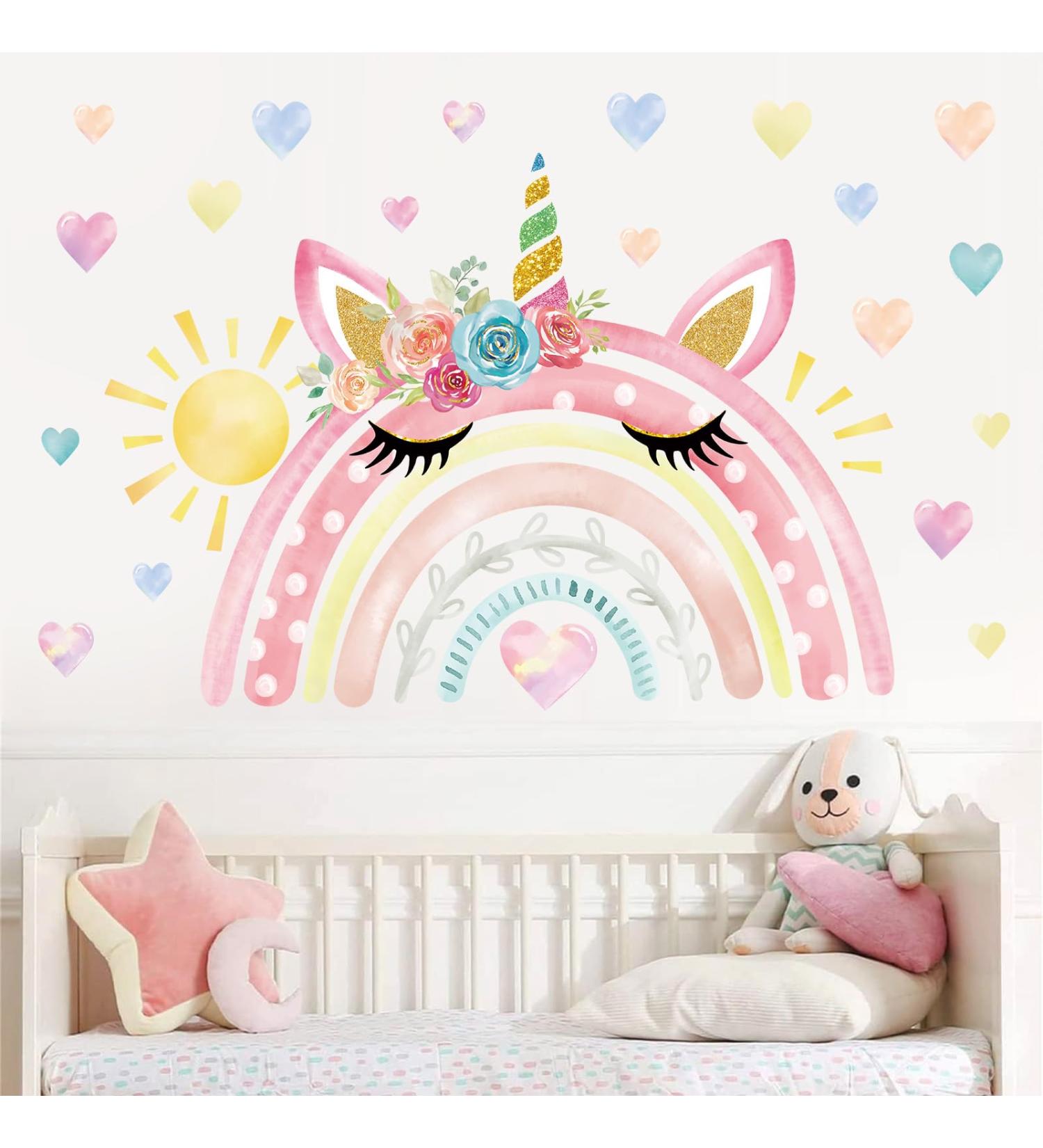 Wondever Watercolor Unicorn Rainbow Wall Stickers - Peel and Stick Decals for Girls Bedroom and Nursery - Buy Online on SooperMarket.com