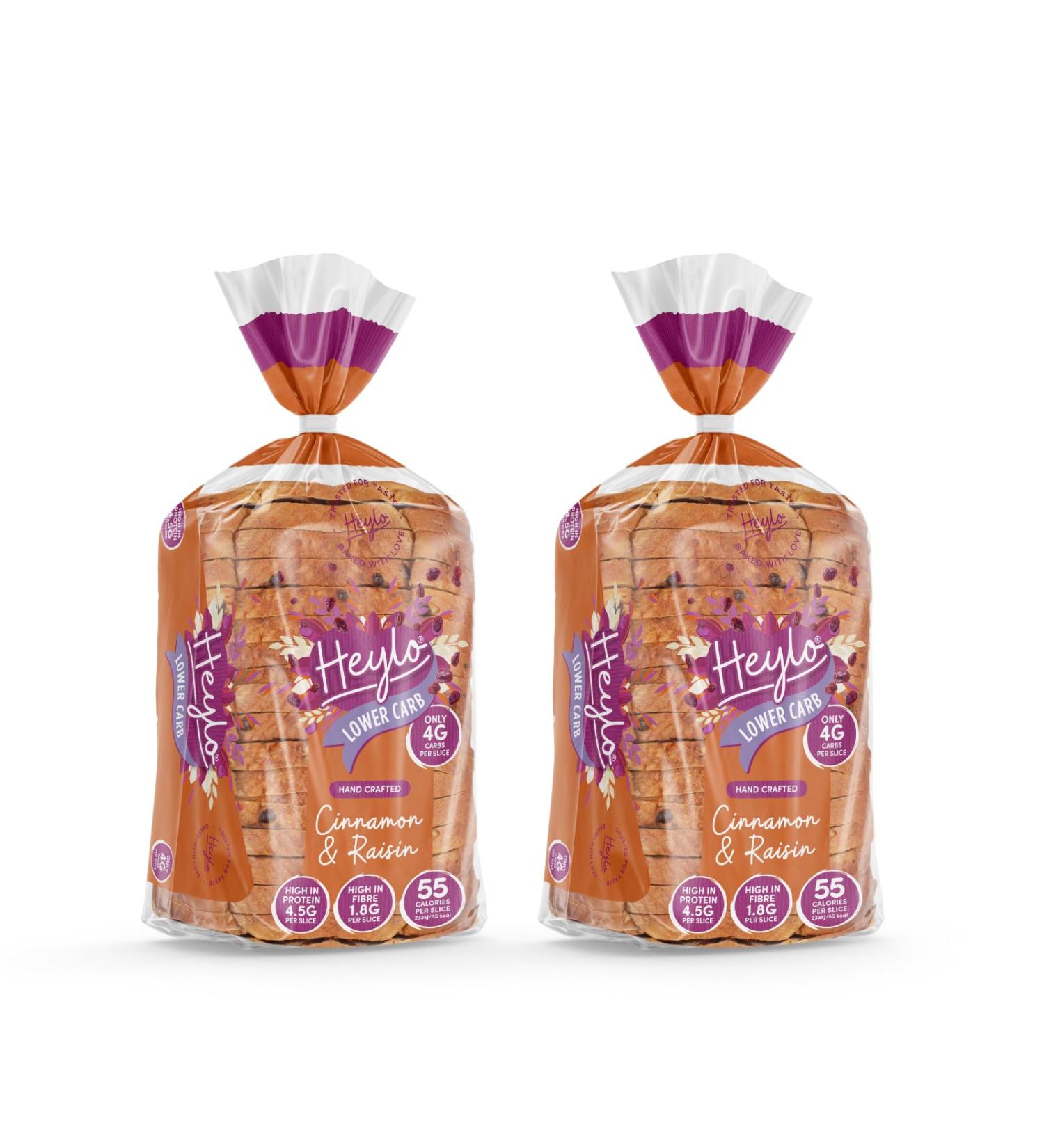 Heylo Low-Carb Cinnamon & Raisin Bread 2 pack (900g) | A Keto Game Changer | Keto Bread Loaf for Sandwiches Toast or Delicious Keto Snacks | Keto Low Carb Bread | Keto Food - Buy Online on SooperMarket.com