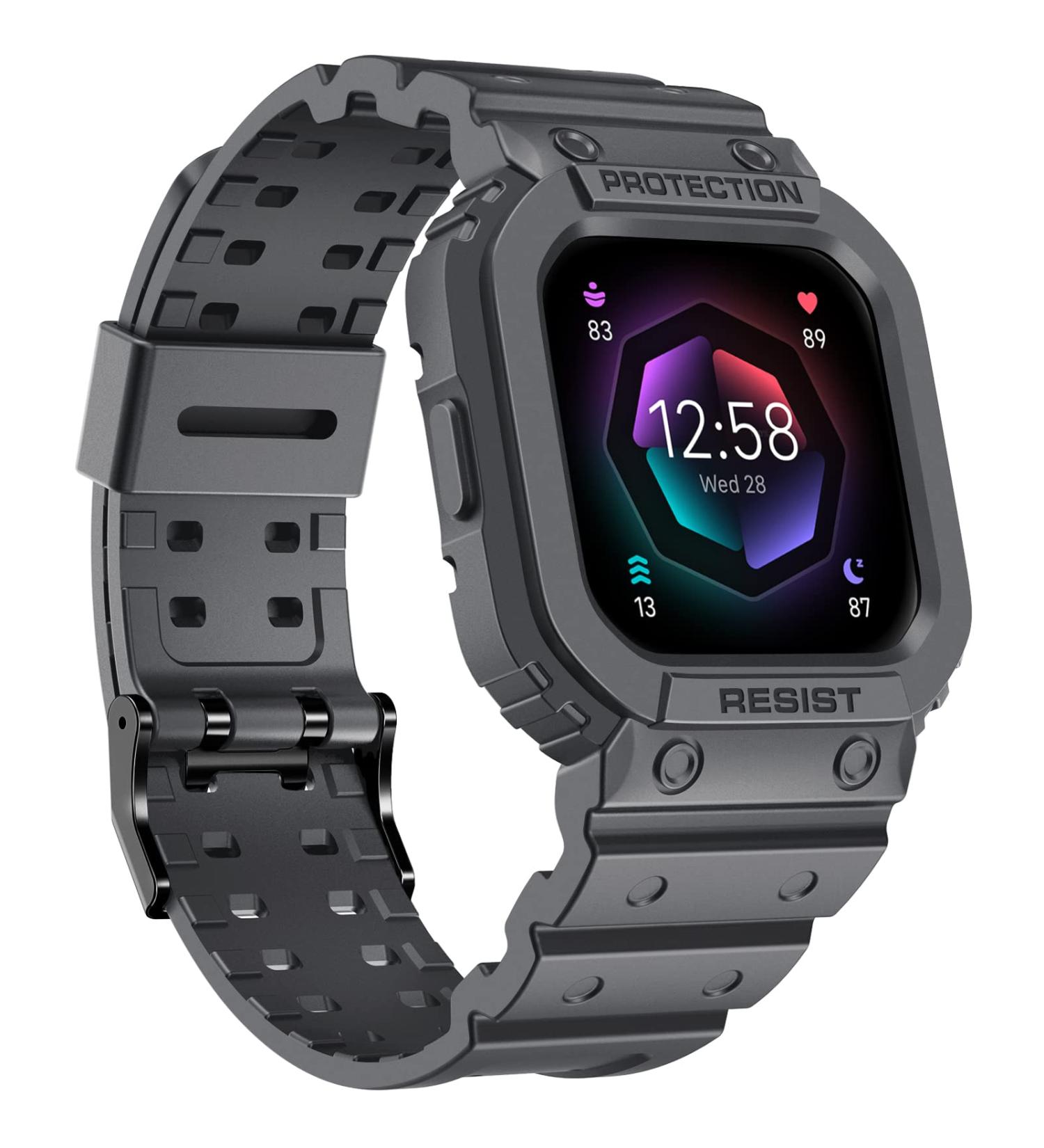 amBand Compatible for Fitbit Versa 4/ Fitbit Versa 3/ Fitbit Versa 2/ Fitbit Versa Lite/Fitbit Sense 2/ Fitbit Sense Bands with Case Protective Case Strap Rugged Sport Protector Wristbands Men Gray Gray Fitbit Sense 2/1 & Versa 4/3/2/1 & Versa Lite - Buy Online on SooperMarket.com