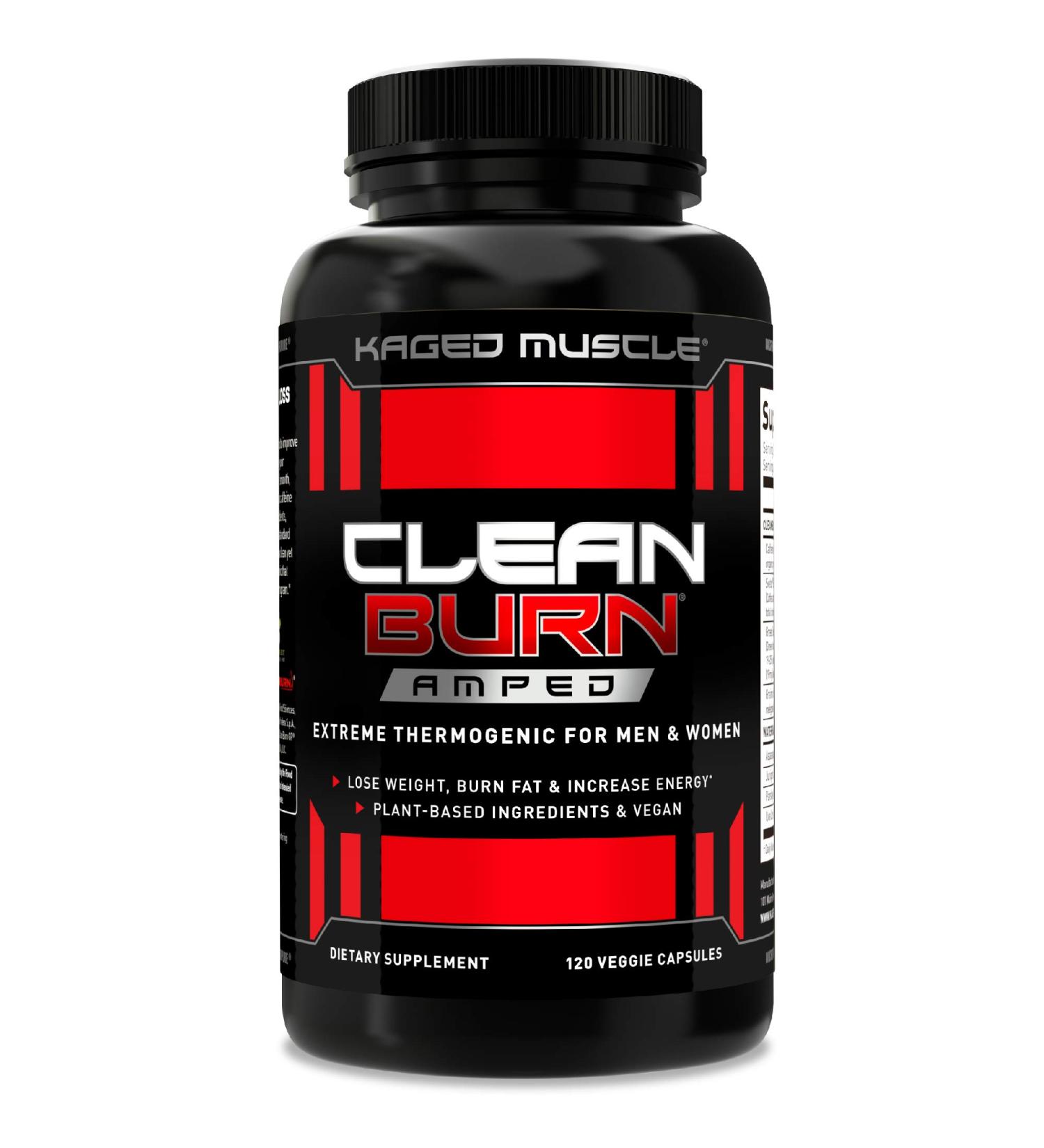 Kaged Muscle Clean Burn Amped Extreme Thermogenic for Men & Women  Weight Loss Supplement with Organic Caffeine  120 Veggie Caps Stimulant 120 Count (Pack of 1) - Buy Online on SooperMarket.com