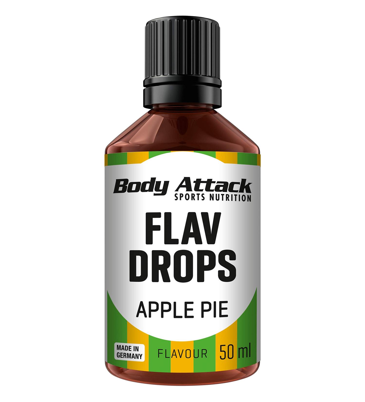 Body Attack Flavdrops Sugar-Free Apple Pie Flavor - Vegan & Aspartame-Free - 50ml - Buy Online on SooperMarket.com