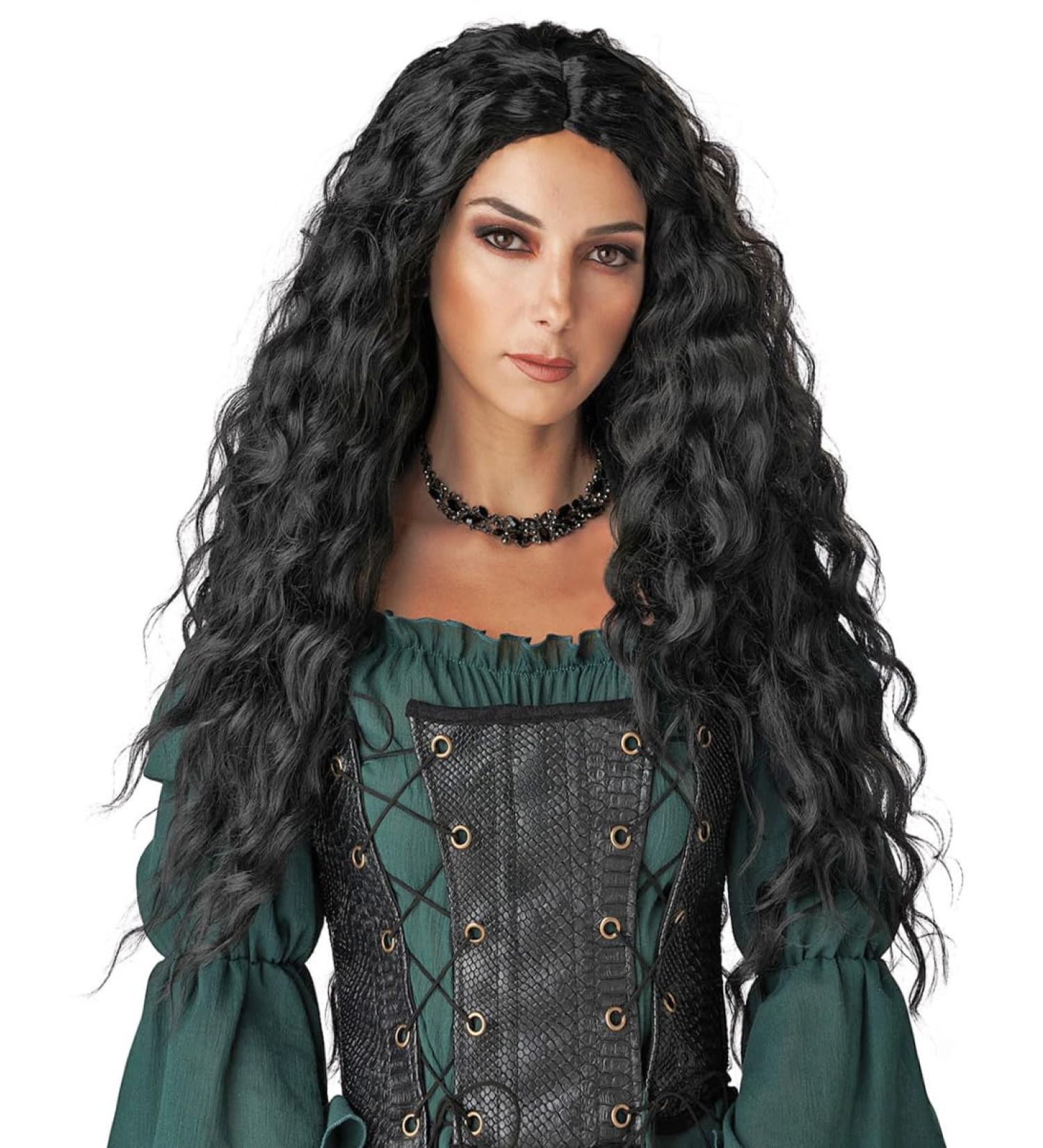 PORSMEER Long Black Wavy Curl Wigs for Women Middle Part Fluffy Curly Black Wig Natural Looking Synthetic Heat Resistant Fiber Wigs Hair Replacement Wigs for Daily Party Use Wig (Black) - Buy Online on SooperMarket.com
