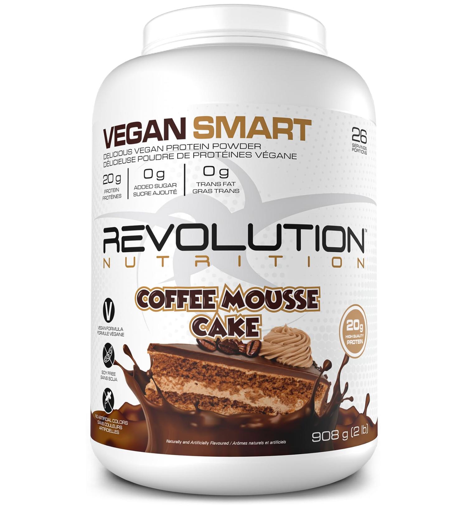 Revolution Nutrition Vegan Smart Vegan Protein Powder Dairy Free Plant Based Sugar Free Soy Free BCAAs Keto Friendly For Men & Women 20g Of Protein Per Scoop 908g 26 Servings (Coffee Mousse Cake 2 Pound) Coffee Mousse Cake 26 Servings (Pack of 1) - Buy Online on SooperMarket.com