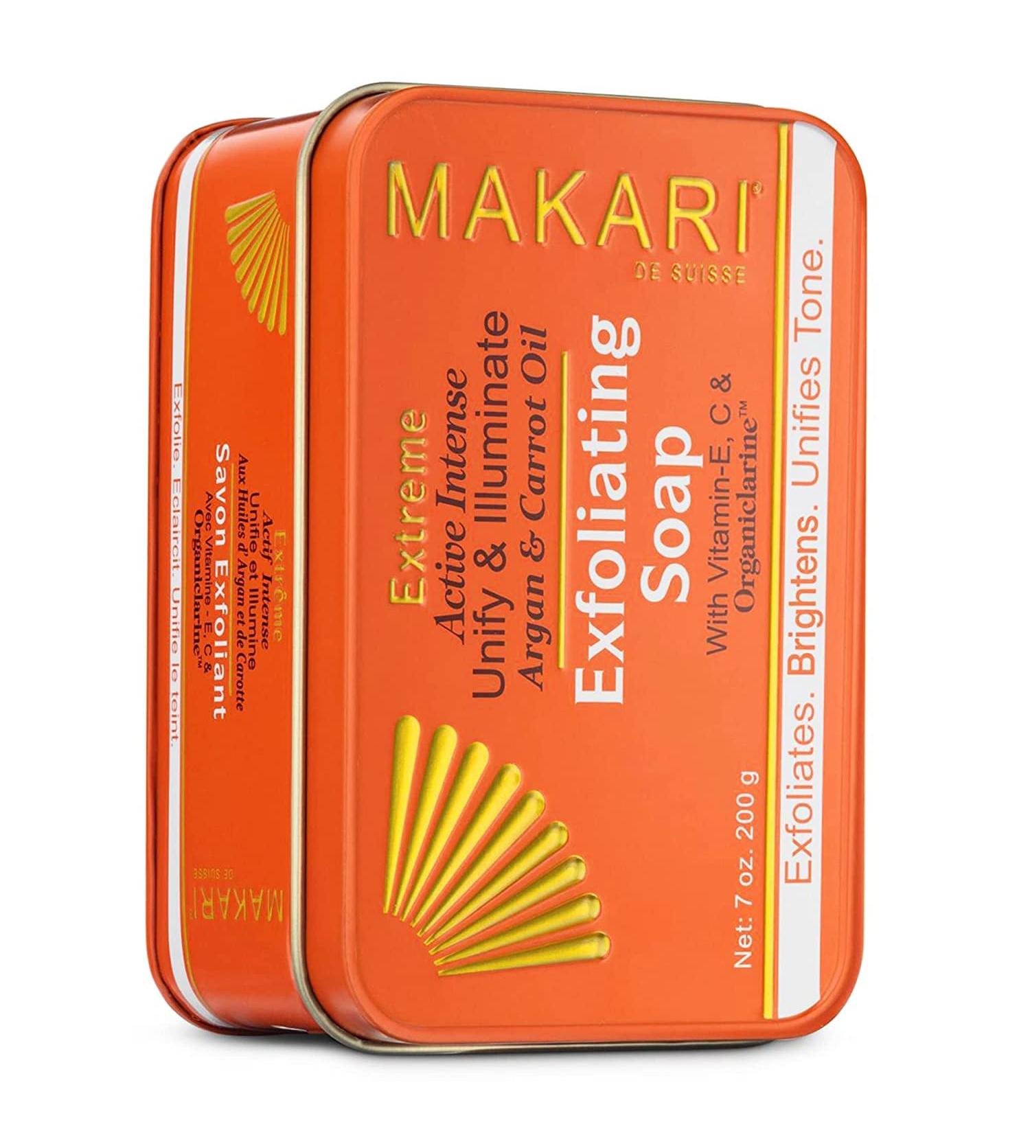 MAKARI Extreme Active Intense Argan & Carrot Oil Exfoliating Soap 7oz | Brightening Bar with Apricot Seed Extract, Vitamins C & E | Reveals Natural Radiance - Buy Online on SooperMarket.com