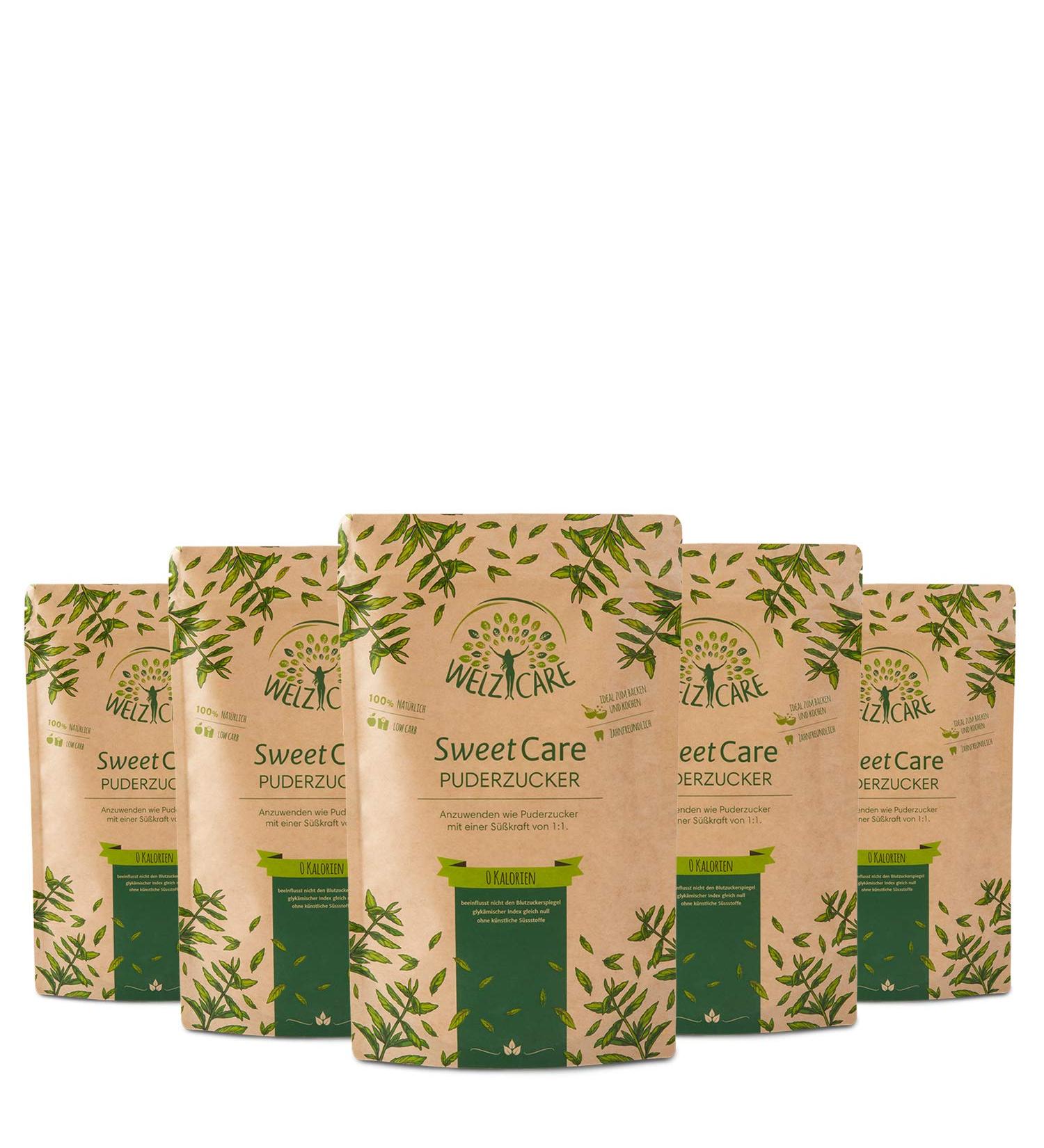 SweetCare Premium Powdered Sugar - 5 x 250g | 100% Vegan No Calories Low Carb Sugar Substitute with Erythritol & Stevia | Made in Germany - Buy Online on SooperMarket.com