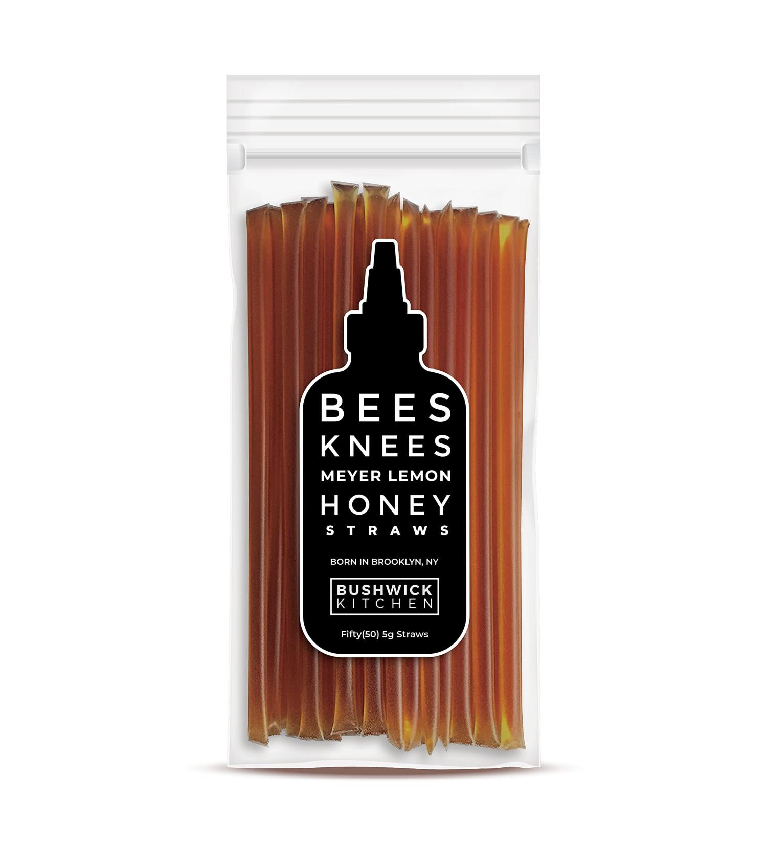 Bees Knees Meyer Lemon Honey Sticks - 50 Wildflower Honey Straws Infused with Citrus | Tea Accessories and Foodie Gifts - Buy Online on SooperMarket.com