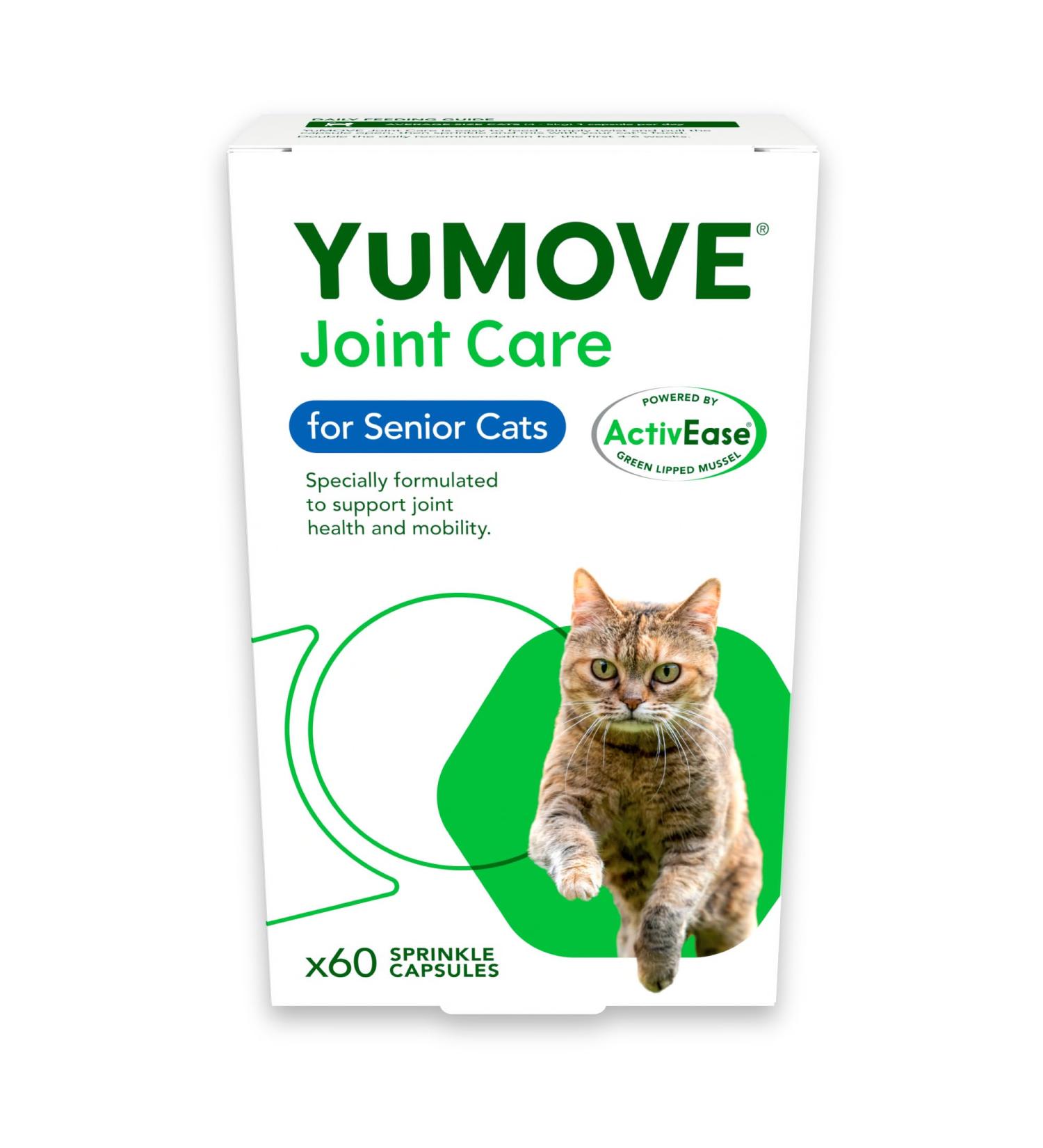 YuMOVE Senior Cat Joint Supplement | For Older Stiff Cats | With Glucosamine, Chondroitin & Green Lipped Mussel | 60 Capsules | Senior Cats & Breeds - Buy Online on SooperMarket.com