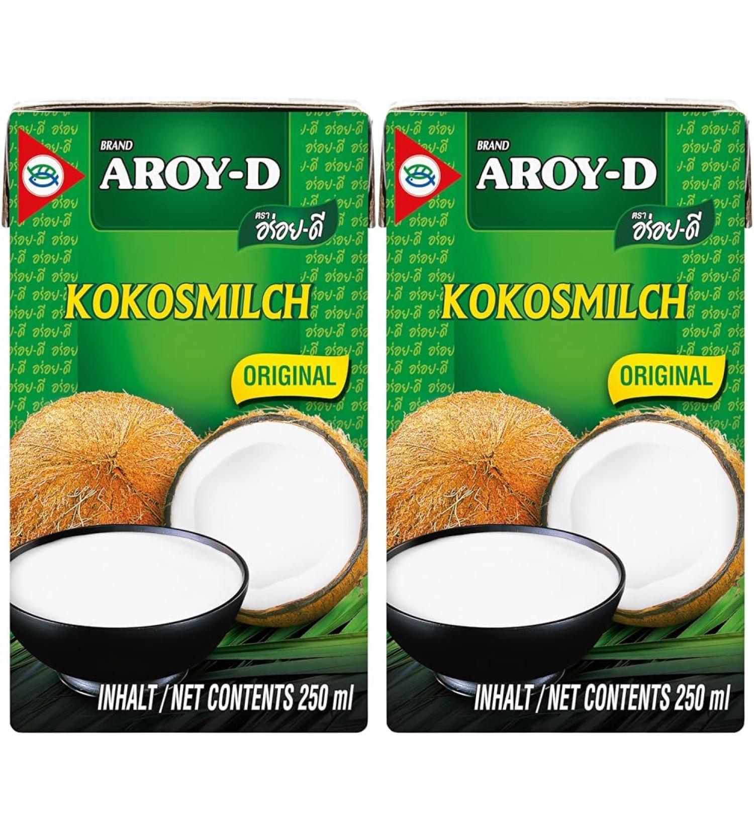 AROY-D coconut milk-coconut milk for cooking and baking-ideal for desserts soups smoothies and cocktails-1 x 250 ml (pack with 2) coconut milk 1 x 250 ml (pack with 2)