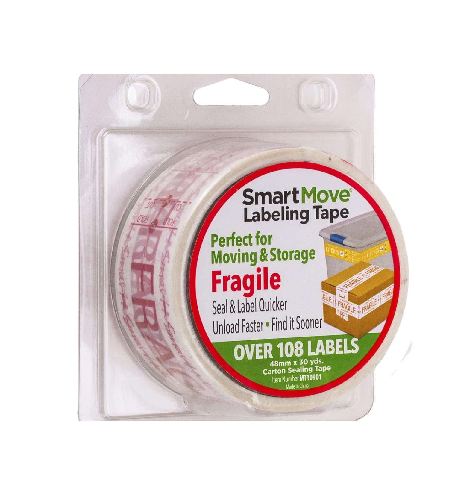 Smart Move Fragile Moving Tape - Color Coded Labeling Tape for Home Moving & Storage | 1.76 x 90ft - Buy Online on SooperMarket.com