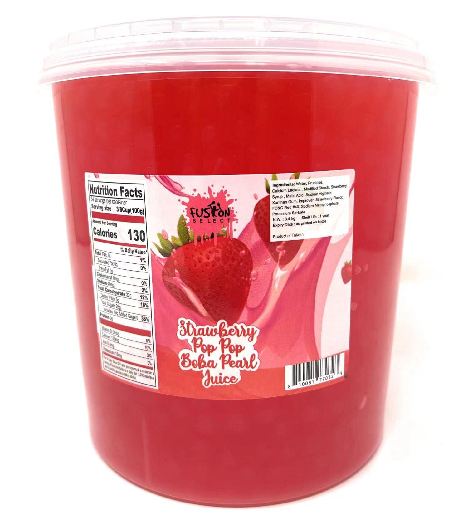 Fusion Select Bursting Boba Popping Pearls Strawberry Flavor - 112.64 oz | Fruit Tea Toppings - Buy Online on SooperMarket.com