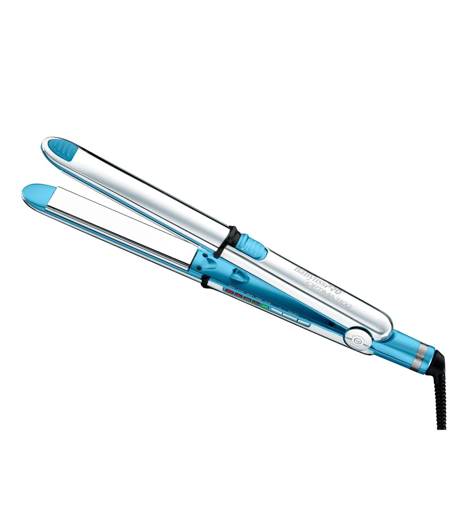 BaBylissPRO Stainless Steel OPTIMA Hair Straightener Dual Voltage High Heat Flat Iron with Floating Plates and Ion Generator 1" Wide Blue - Buy Online on SooperMarket.com