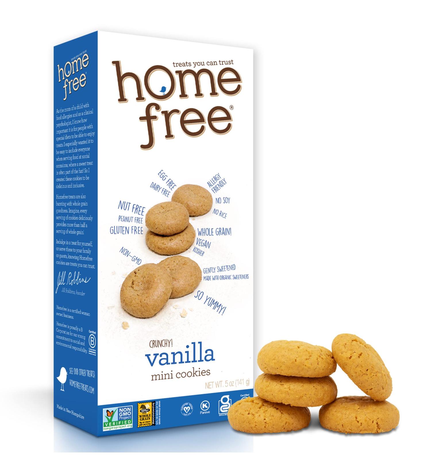 Homefree Mini Vanilla Cookies - Gluten Free, Nut Free, Vegan, 5 oz. Box (Pack of 1) - Buy Online on SooperMarket.com