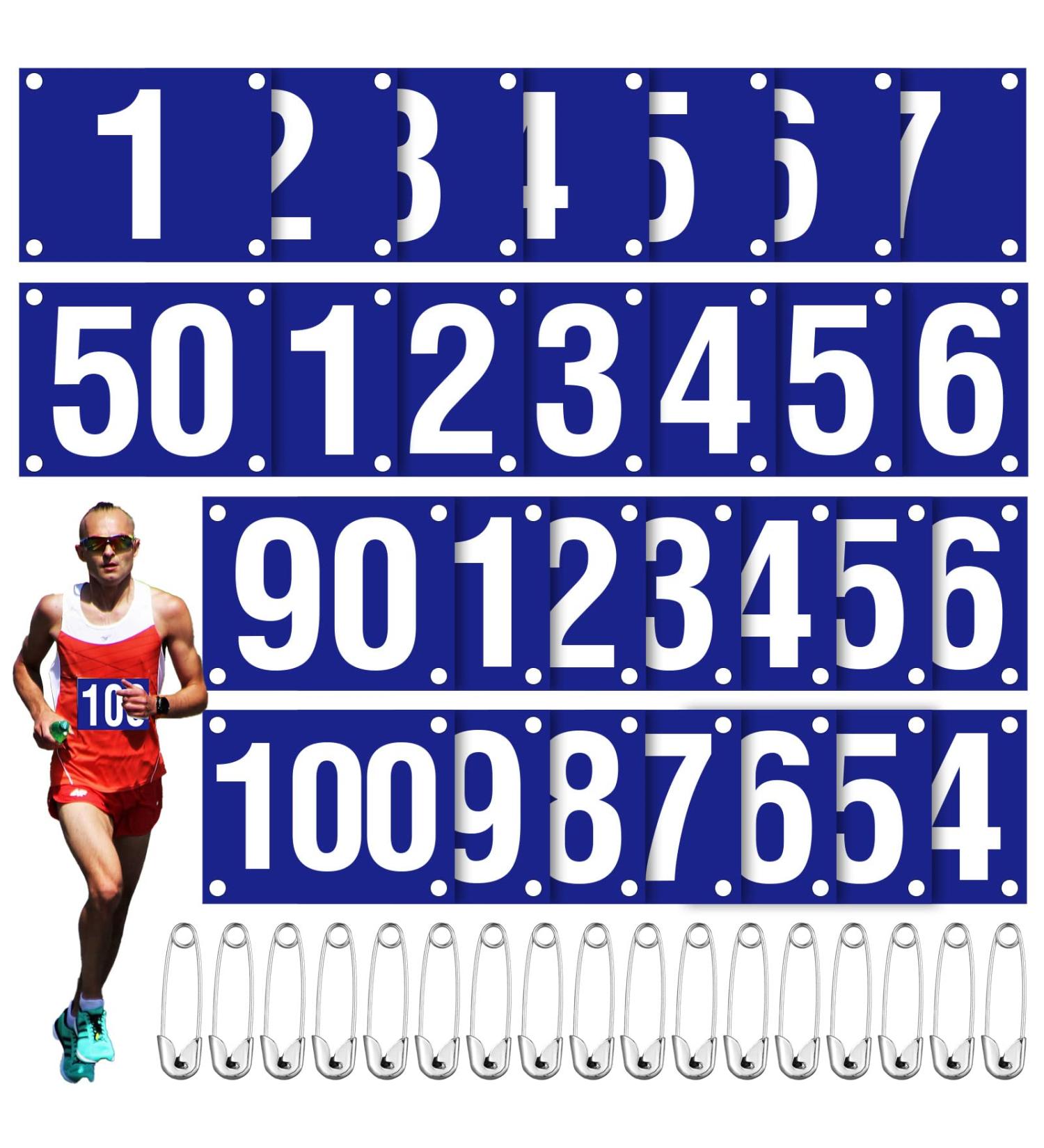 JenPen Running Bib Numbers with Safety Pins for Marathon Sports Competitor Numbers Paper Tags Waterproof Running Track and Field Competitor Numbers 6 x 7.5 Inch 100 1-100 Number - Buy Online on SooperMarket.com