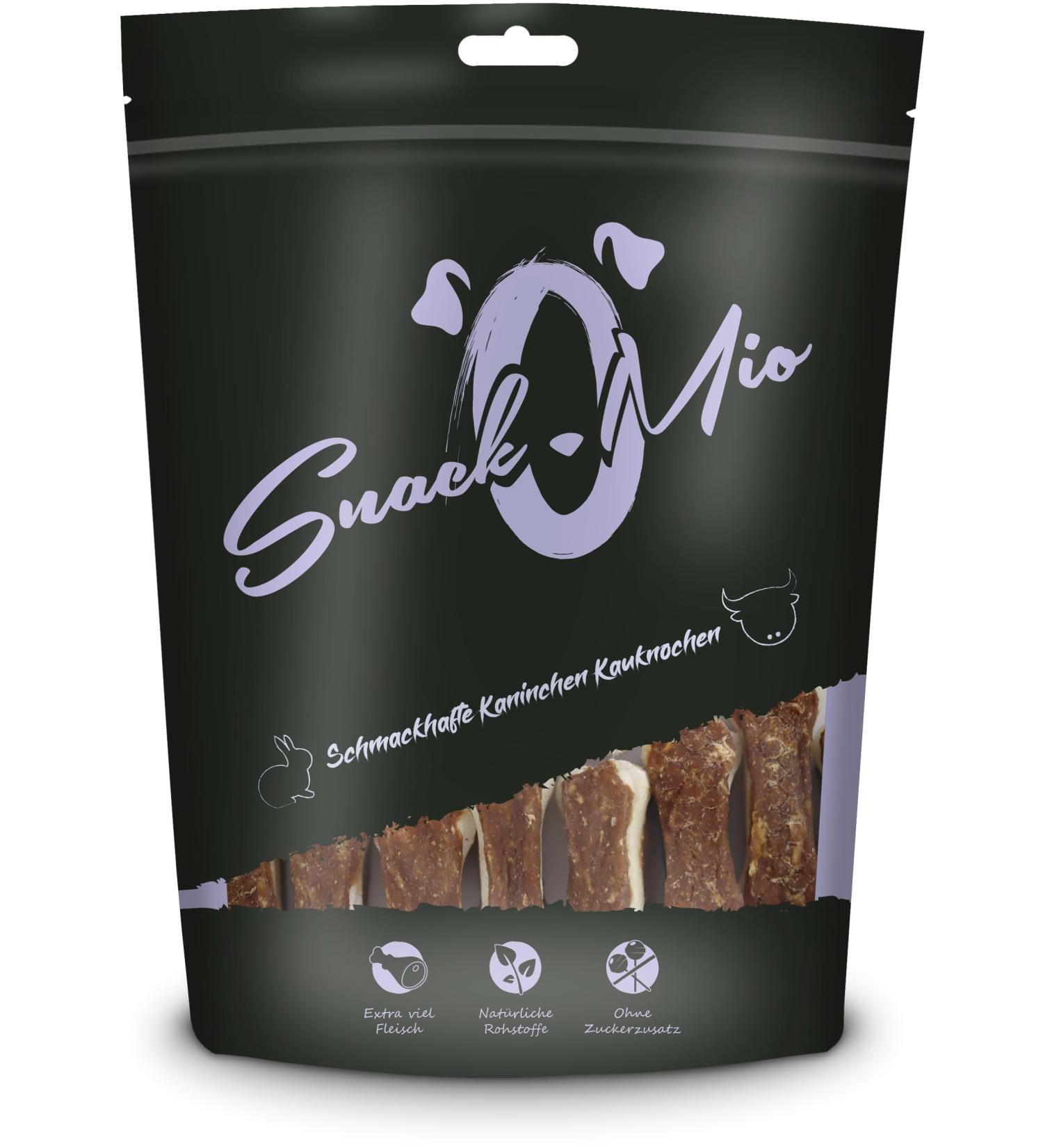 SnackOMio Premium Rabbit Chew Bones for Dogs - Tasty 120g Snack | International Shipping Available - Buy Online on SooperMarket.com