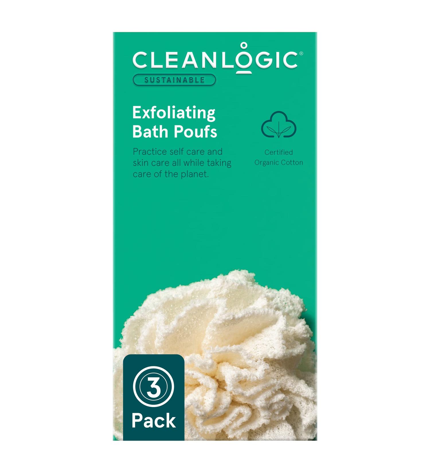 Sustainable Exfoliating Loofa Pouf 3-Pack - Extra Firm Bath and Shower Puff for Daily Skincare - Reusable for Women & Men | Cleanlogic - Buy Online on SooperMarket.com