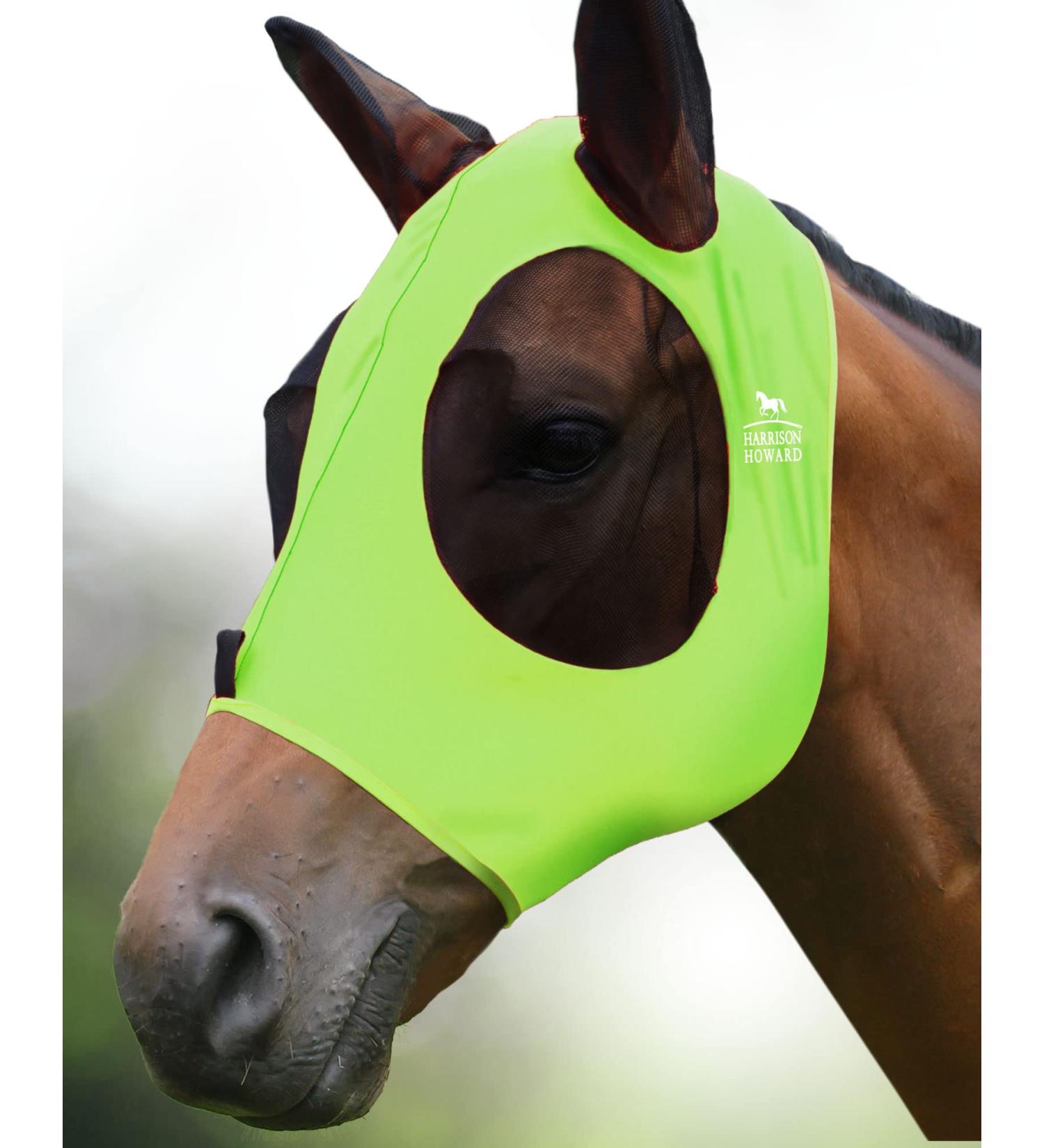 Buy Harrison Howard Super Comfort Stretchy Fly Mask - UV Protection Large Eye Space Breathable Fluro-Lime (XL) | International Shipping - Buy Online on SooperMarket.com