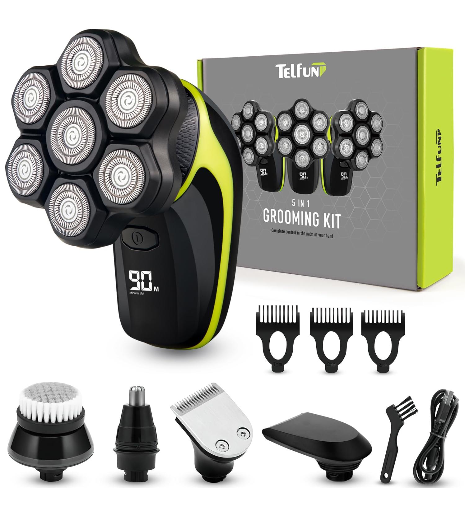 Telfun Upgraded 7D Head Shaver for Bald Men | 100% Waterproof Mess-Free Grooming Kit for Smooth Shaving Buy Now - Buy Online on SooperMarket.com