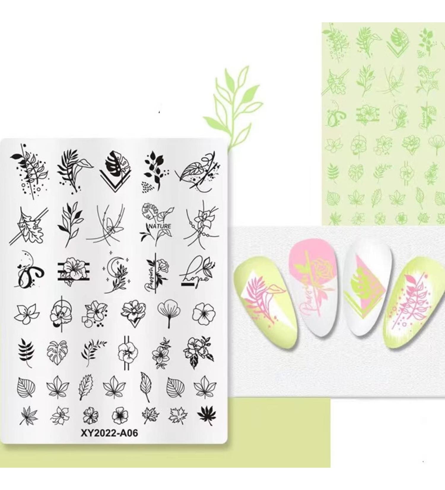 RUNRAYAY Nail Stamping Plate Leaf Flower Nature Template Image Design Plates for Nail Art Decoration and DIY Nail Art - 7.6 x 10.2Cm - Buy Online on SooperMarket.com
