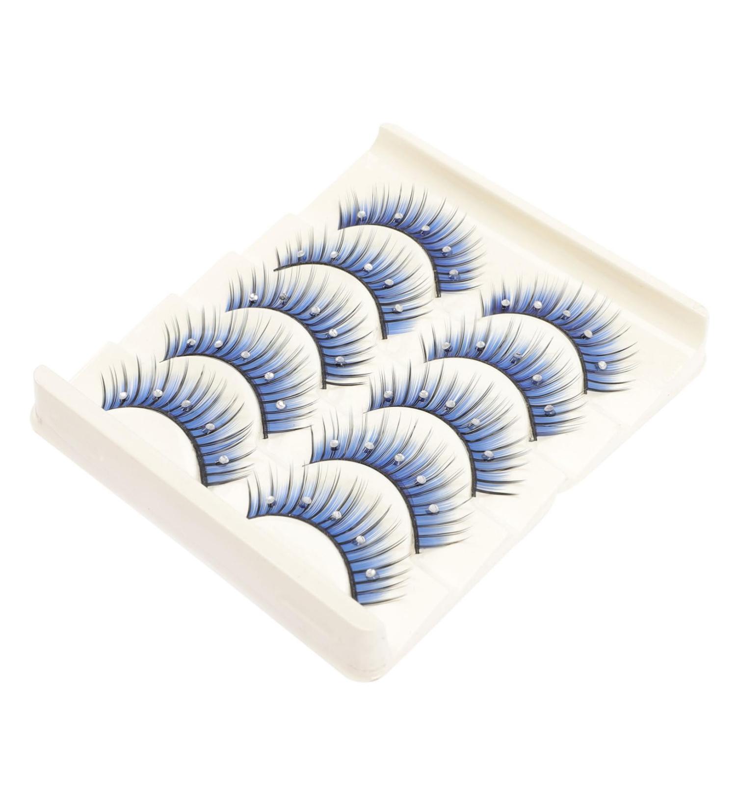 BELLIFFY 5 Pairs Cosplay Lashes Halloween Lashes Eye Lashes Halloween False Lashes Fake Lashes Fake Eyelashes Natural False Eyelashes Soft Light Fake Lash Rhinestone Eyelashes Blue Lashes - Buy Online on SooperMarket.com