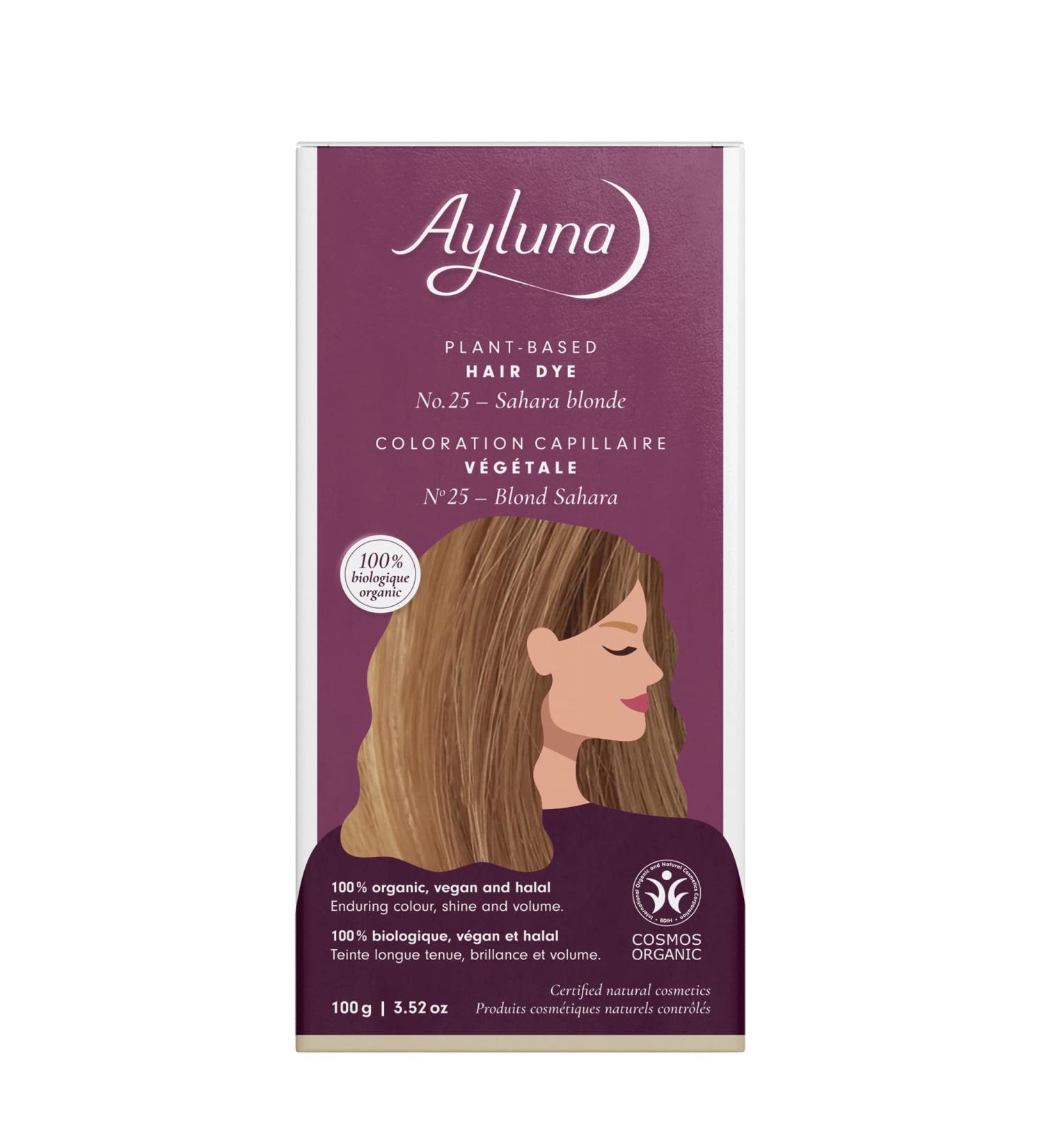 Ayluna Vegan Hair Color 25 Saharblond | Ammonia-Free Long-Lasting Gray Coverage with Henna Krapp & Chamomile - 100g Pack - Buy Online on SooperMarket.com