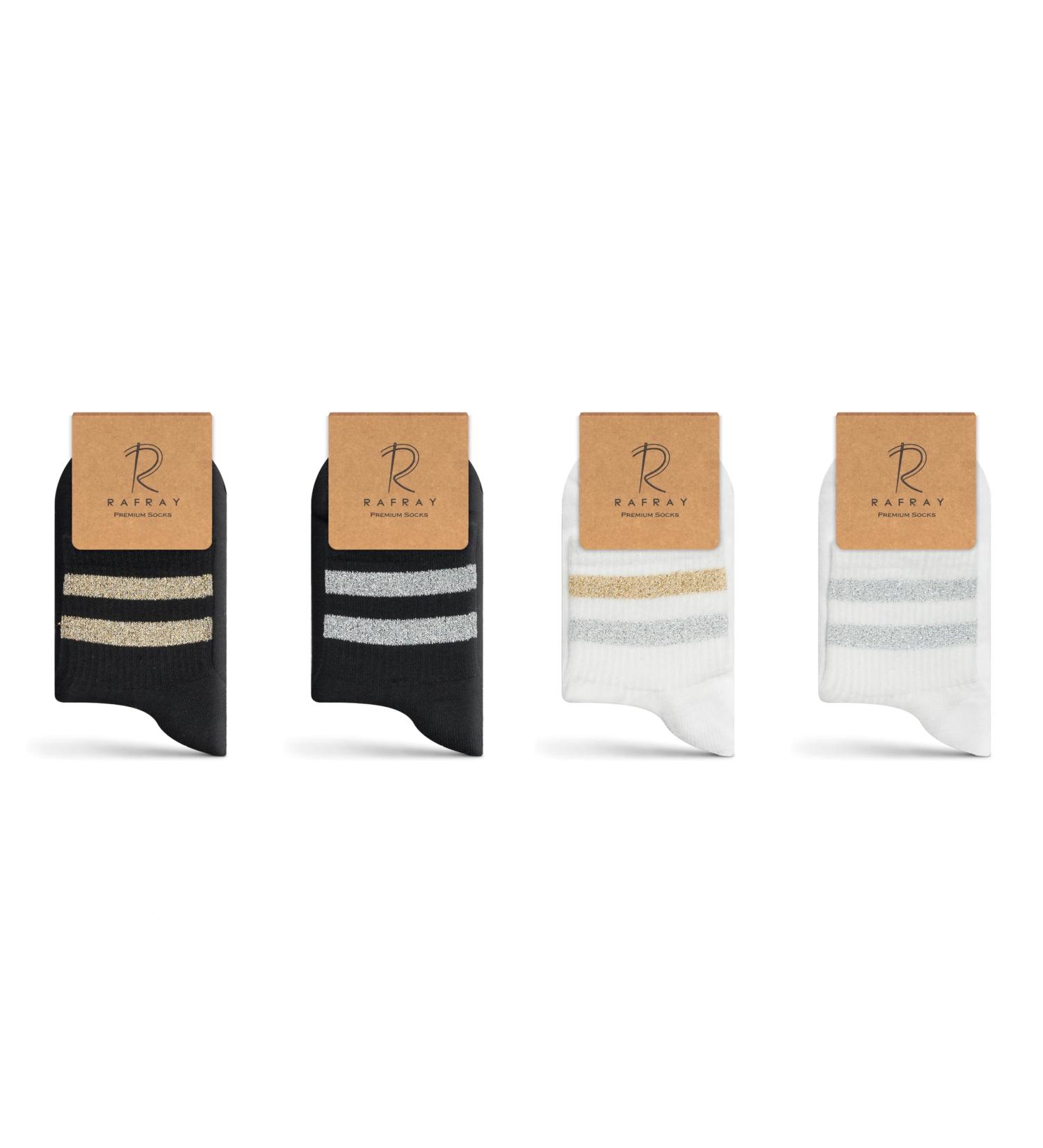 RAFRAY Glitter Sports Socks Gift Box - Premium Cotton Sneaker Socks for Size 36-40 - 4 Pairs - Buy Online on SooperMarket.com