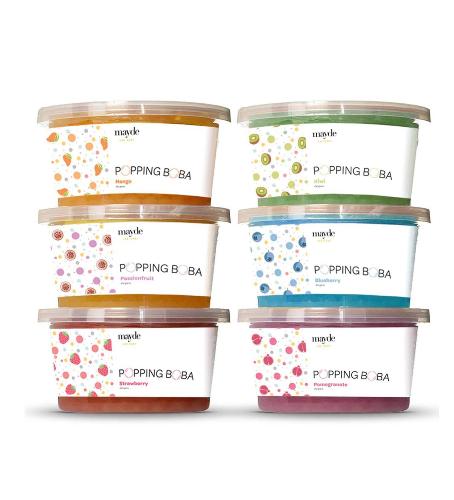 Mayde Bursting Popping Boba Pearls  Strawberry  Mango  Passion Fruit  Kiwi  Blueberry  Pomegranate - 6 Flavor Party Kit (490 gms  6 pack) - Buy Online on SooperMarket.com