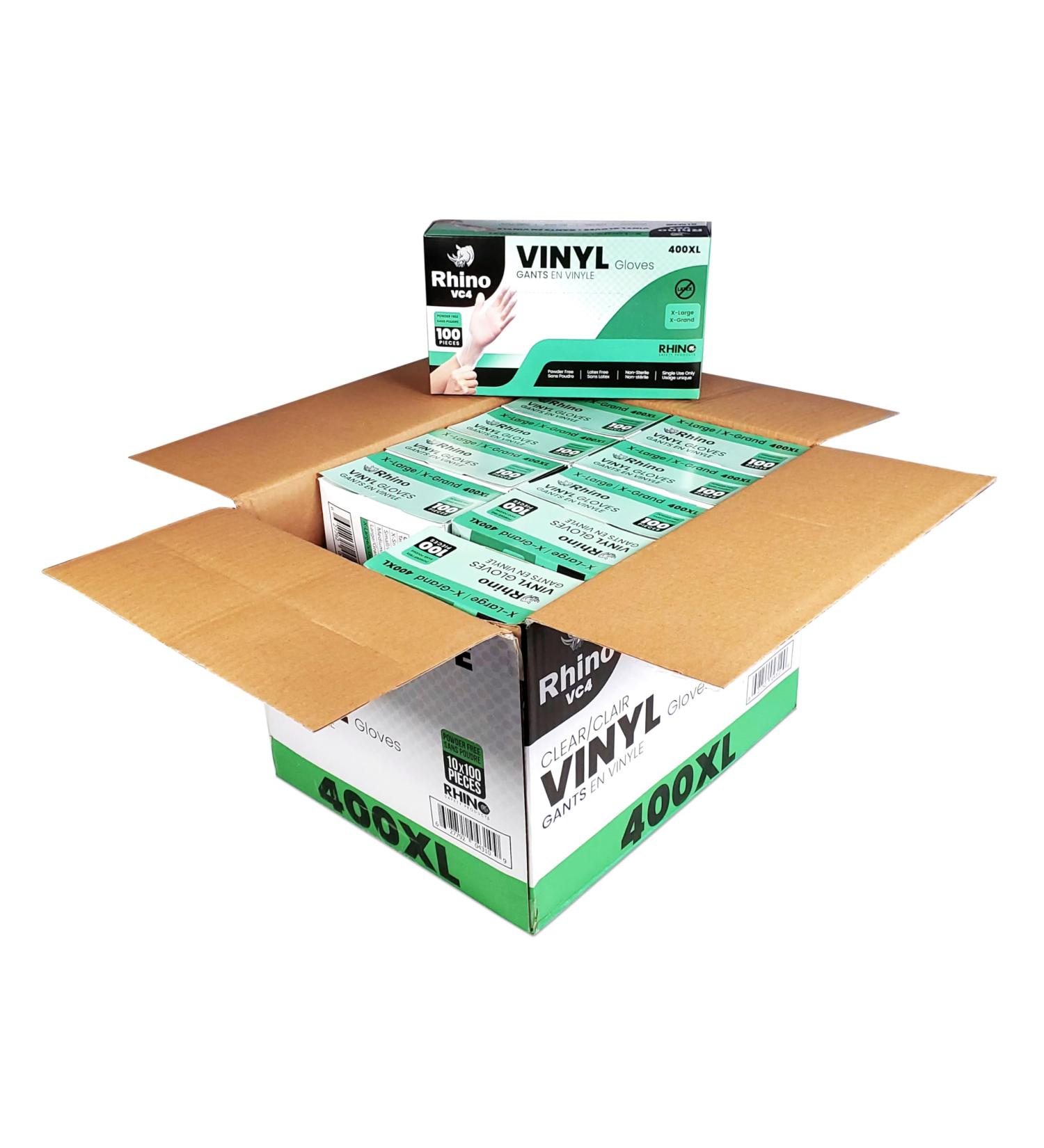Rhino (1000 Count) Clear Vinyl Gloves Safety Work Gloves Powder-Free Latex-Free Non-Sterile Ambidextrous Safety Gloves Large - Buy Online on SooperMarket.com