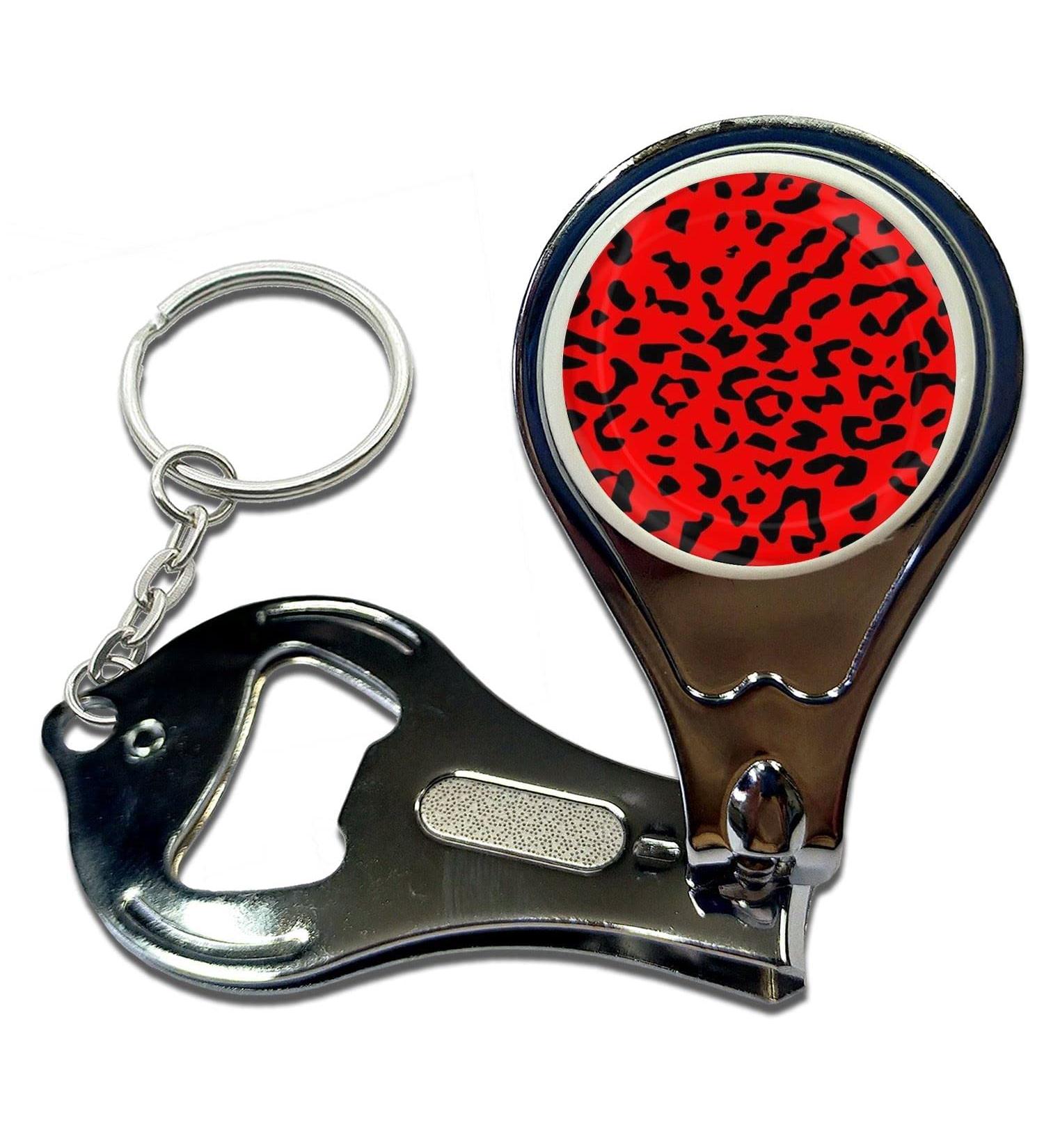 BadgeBeast.co.uk Red Leopard Print - Key Ring Bottle Opener and Nail Clipper - Buy Online on SooperMarket.com