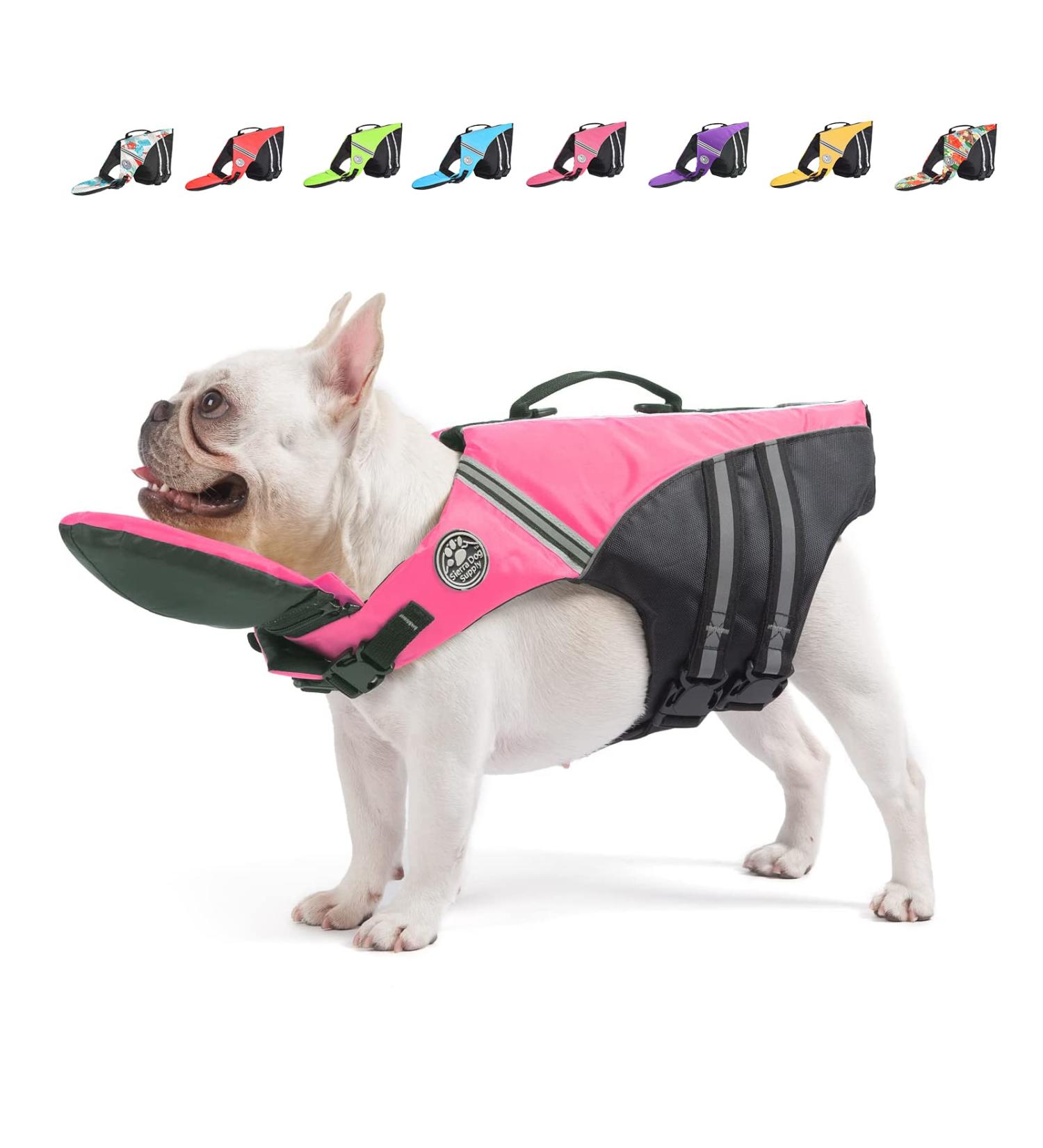 Reflective Dog Life Jacket with Neck Float - High Buoyancy for Swimming - Pink M - Buy Online on SooperMarket.com