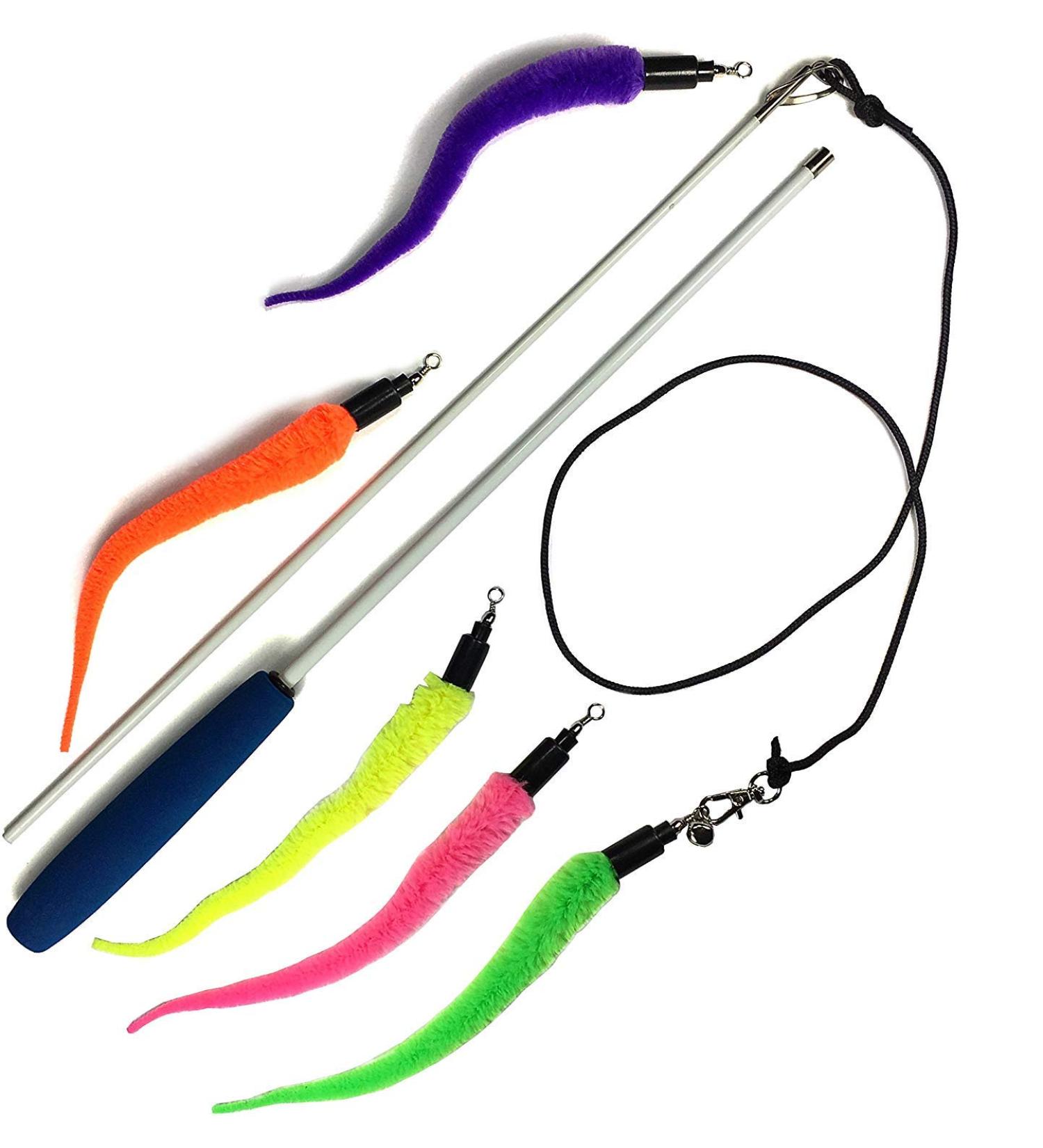Pet Fit For Life Cat Toy - 5 Piece Worms Teaser and Exerciser for Interactive Play with Cat and Kitten - Buy Online on SooperMarket.com
