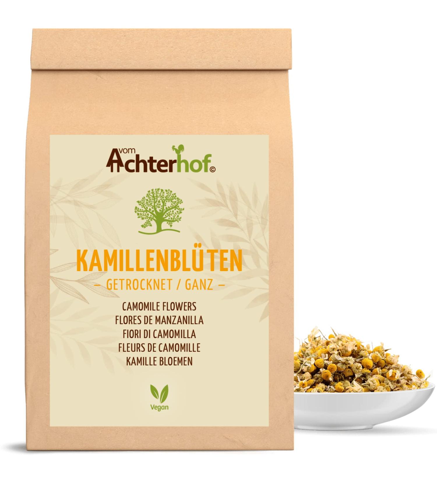 Chamomile Flowers Dried Loose 1000g - 100% Natural Whole Flower Tea | Mild & Slightly Bitter Taste | Achterhof Premium Quality 1 kg Pack - Buy Online on SooperMarket.com